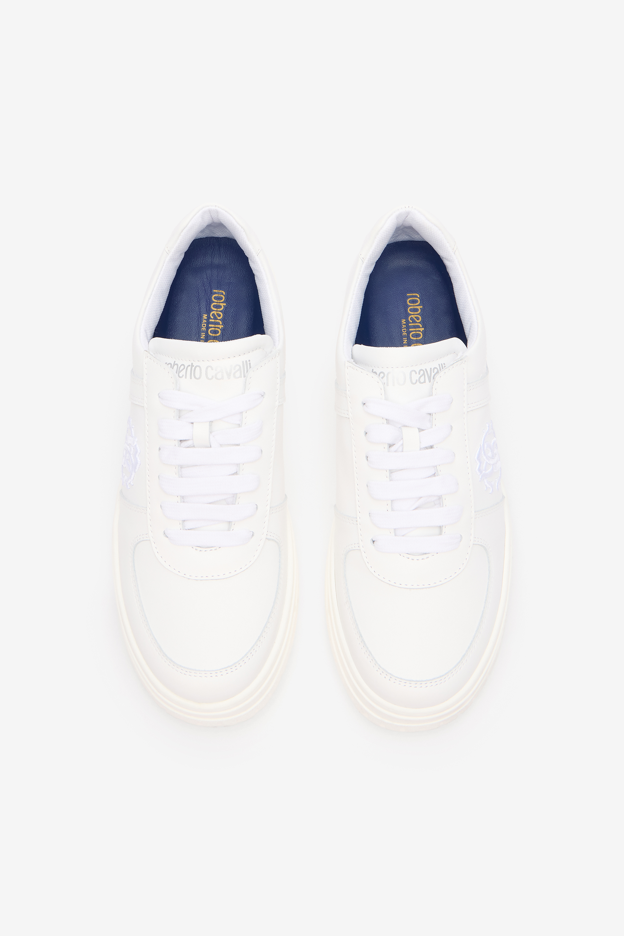 Roberto Cavalli White Sneaker With Embroidered Monogram Rc In White