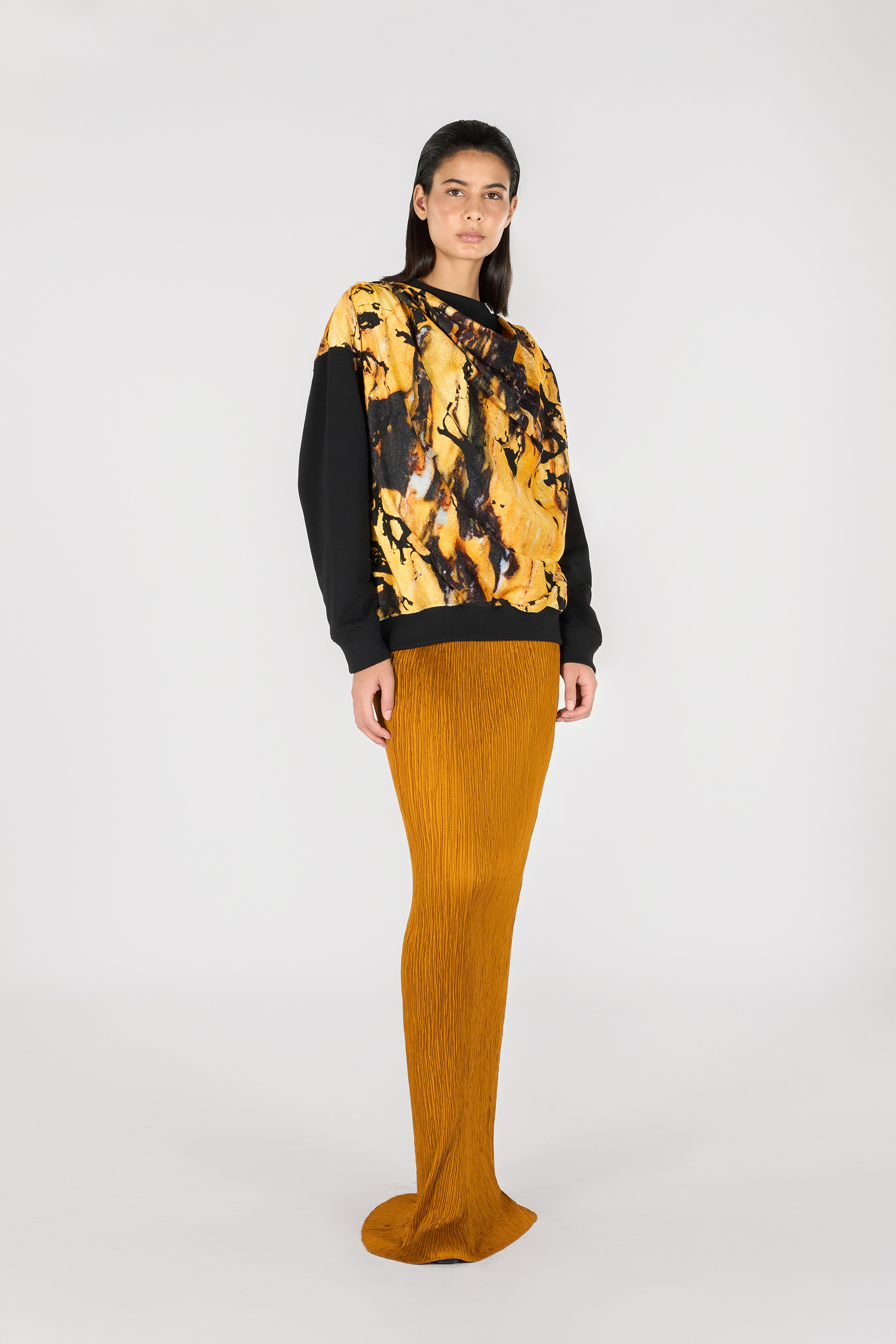 Roberto Cavalli Marble Print Sweatshirt In Yellow
