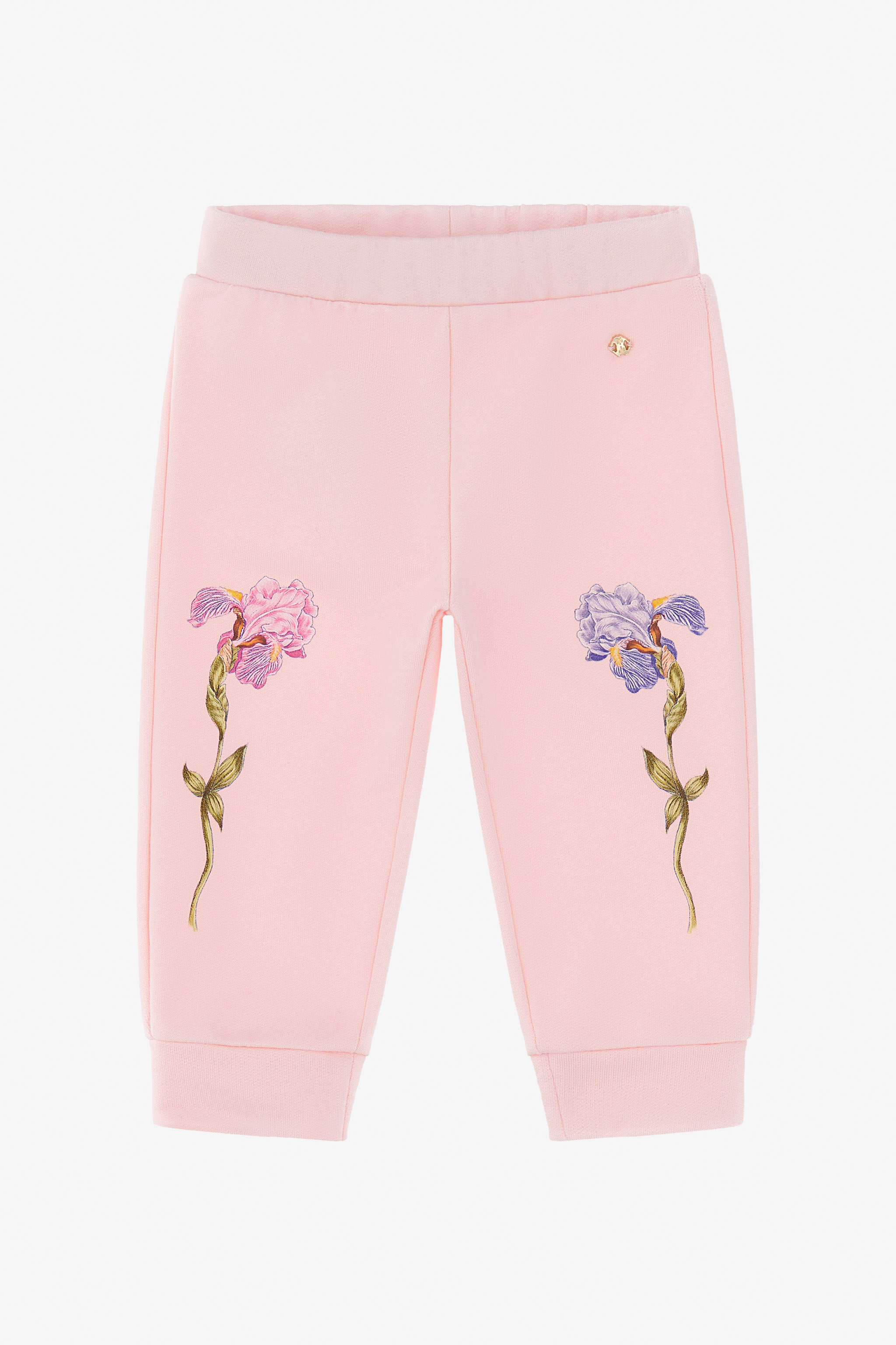 Roberto Cavalli Cotton Sweatpants With Flowers In Pink