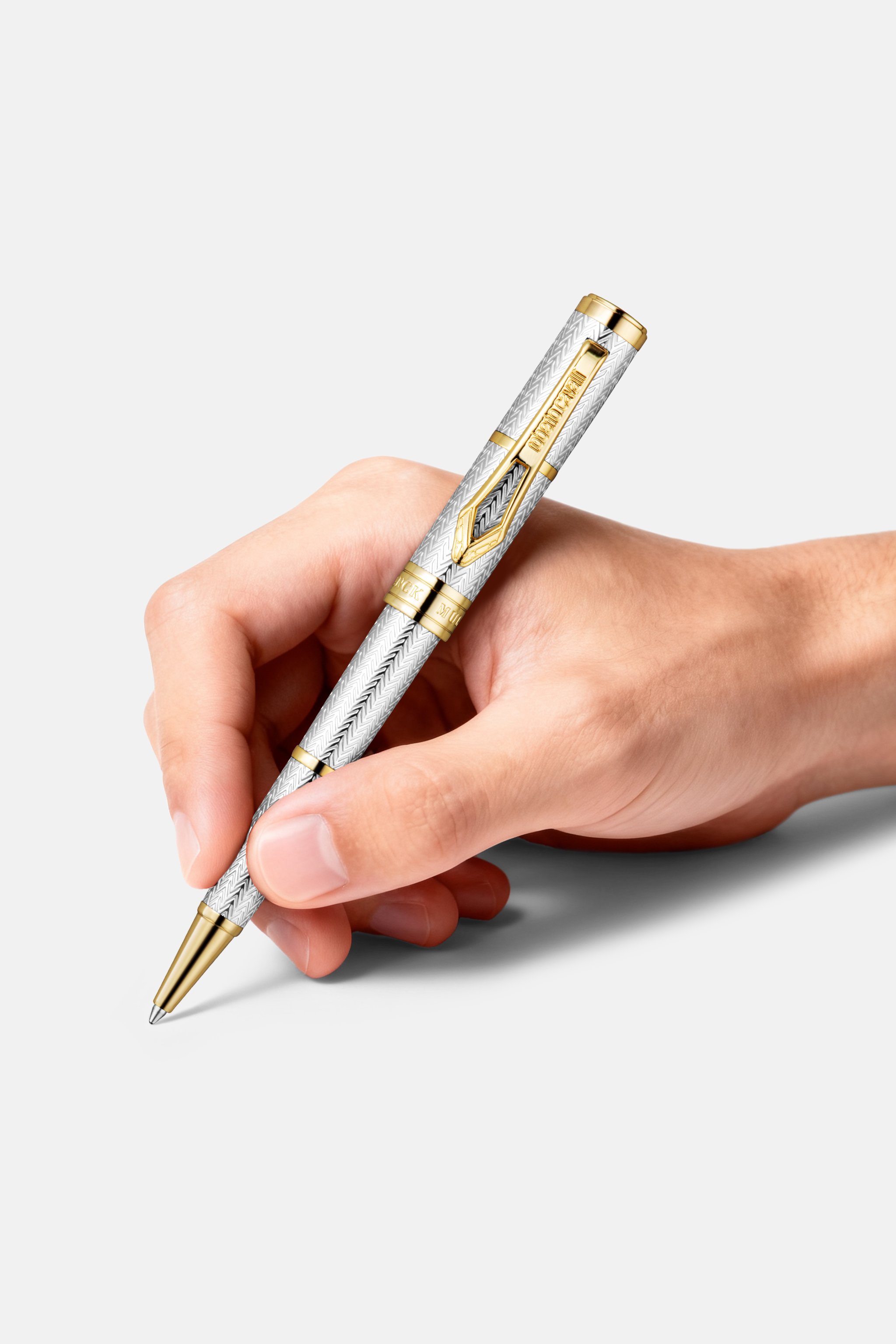 Roberto Cavalli Chevron Ballpoint Pen, Two Tone Silver & Gold Color