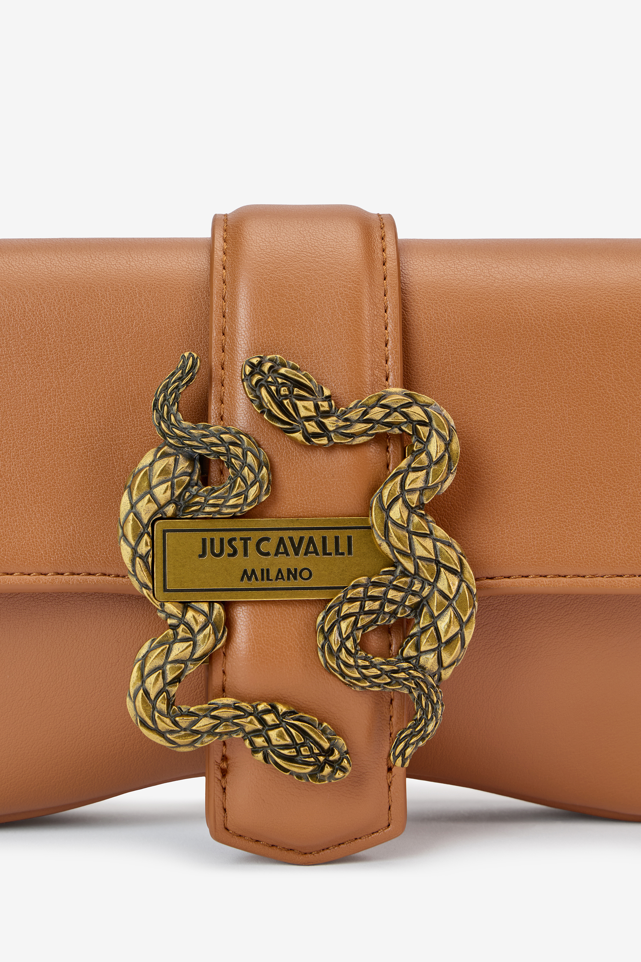 Roberto Cavalli Mirror Snake Bag In Brown