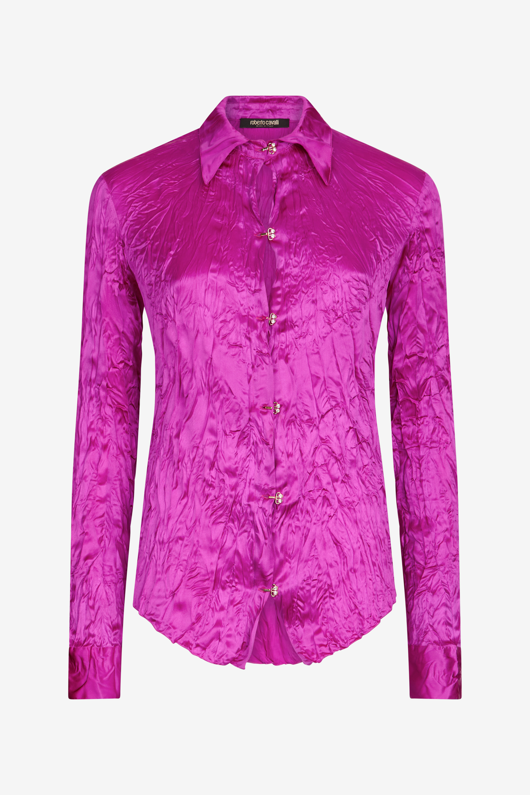 Roberto Cavalli Einfarbige Strukturhemd In Fuchsia