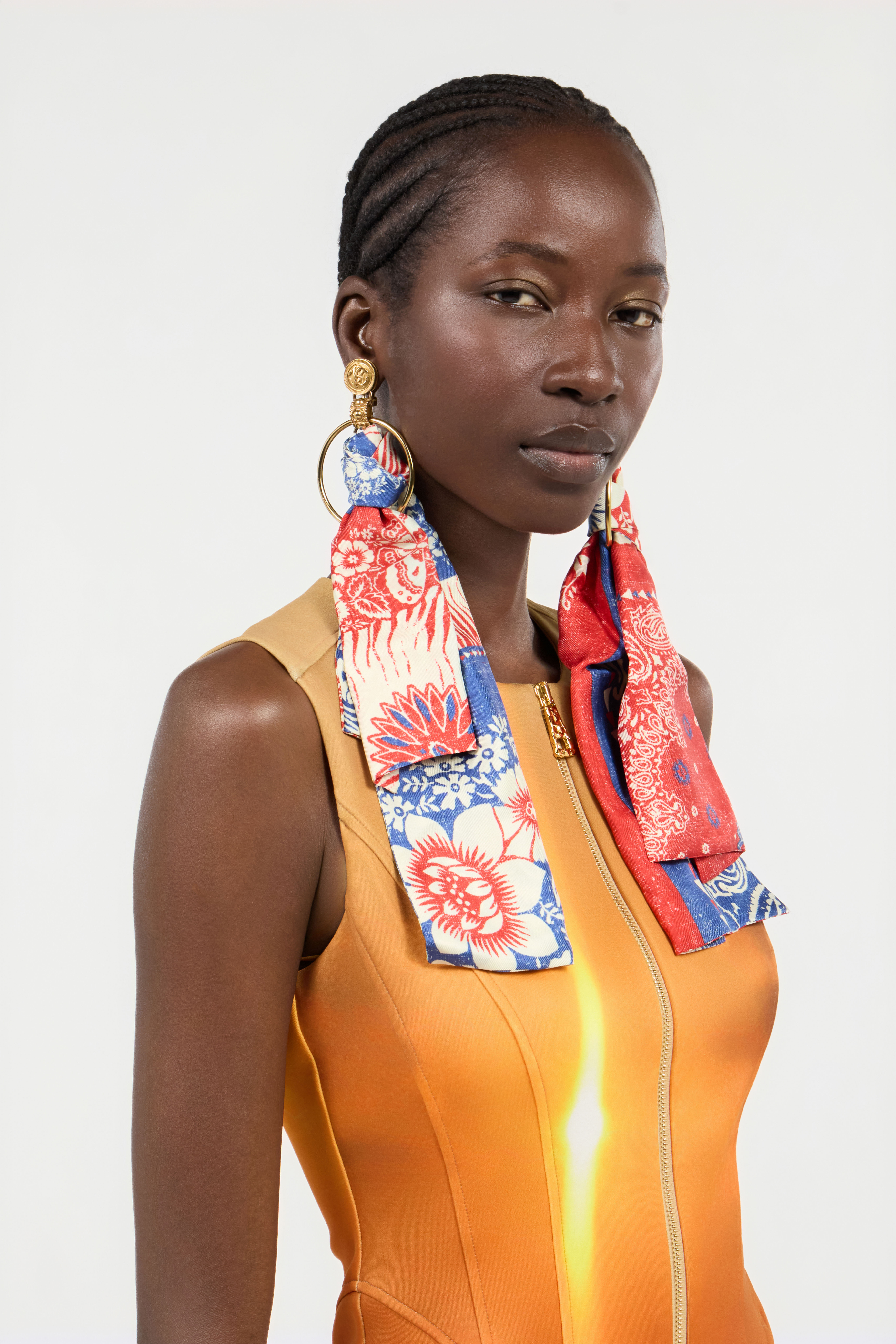 Roberto Cavalli Bandana Print Earrings In Blue