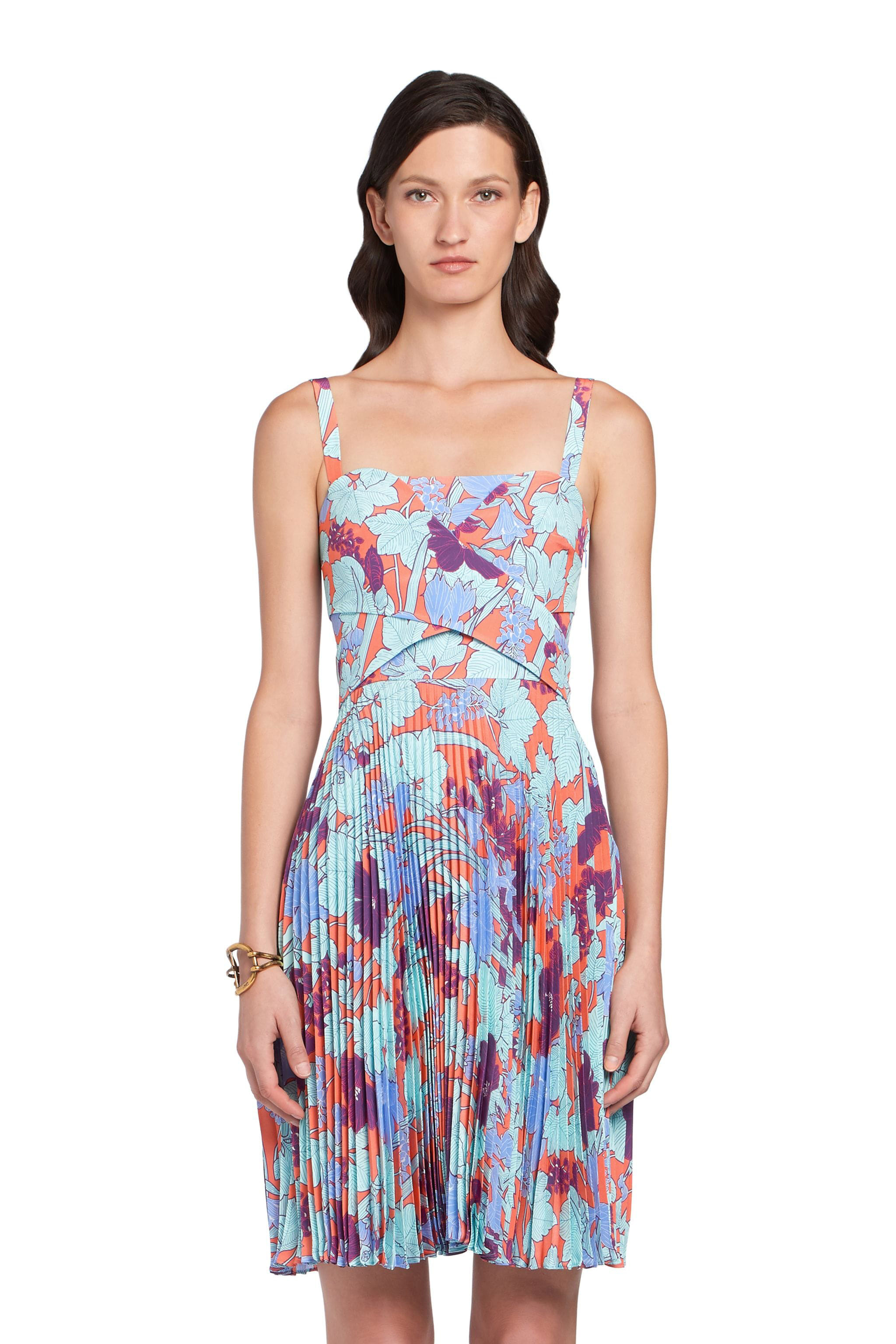 ROBERTO CAVALLI SEIDENKLEID MIT SUMMER GARDEN PRINT