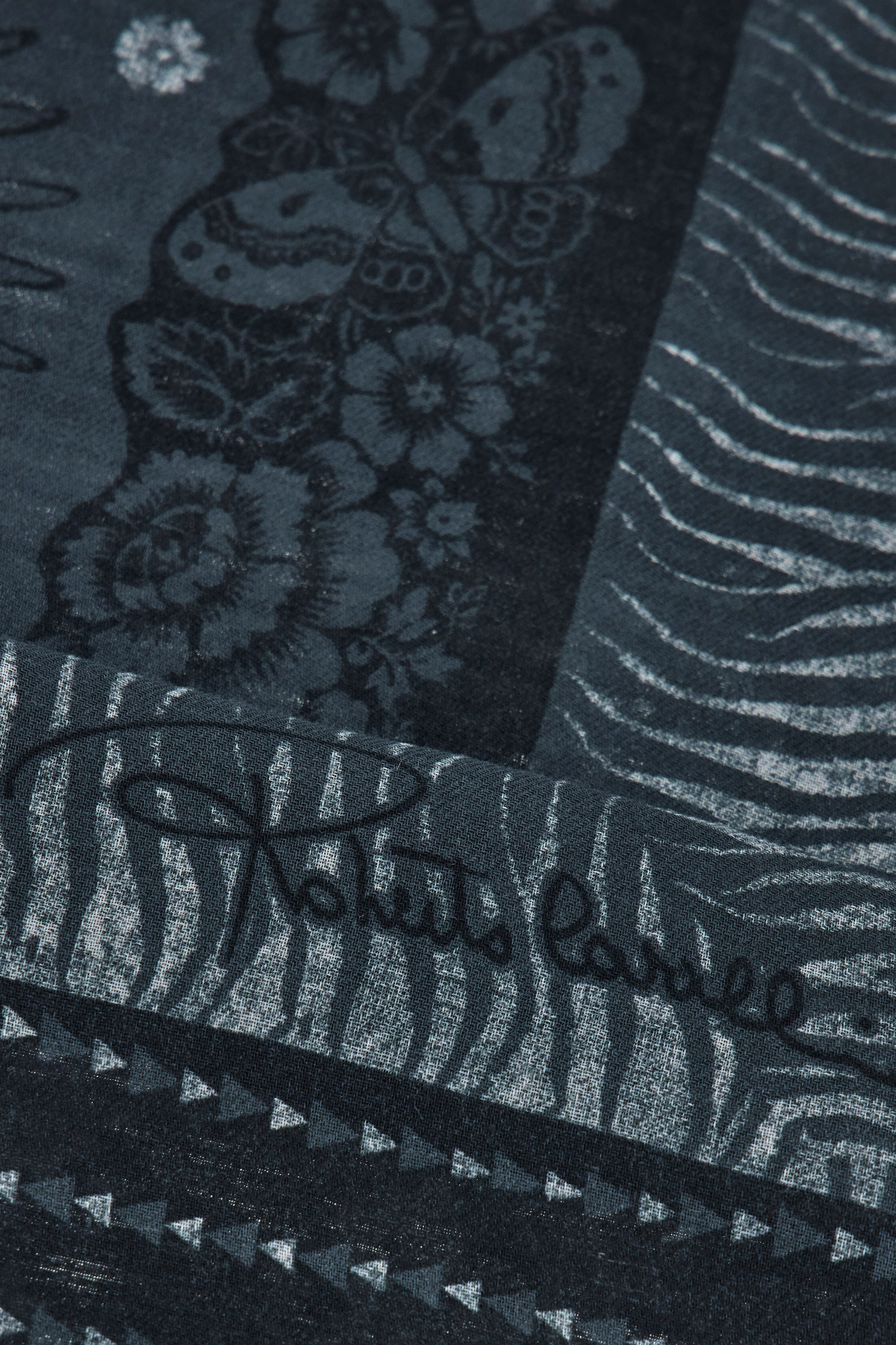 Roberto Cavalli Shawl With Zebra Pattern And Logo In Black