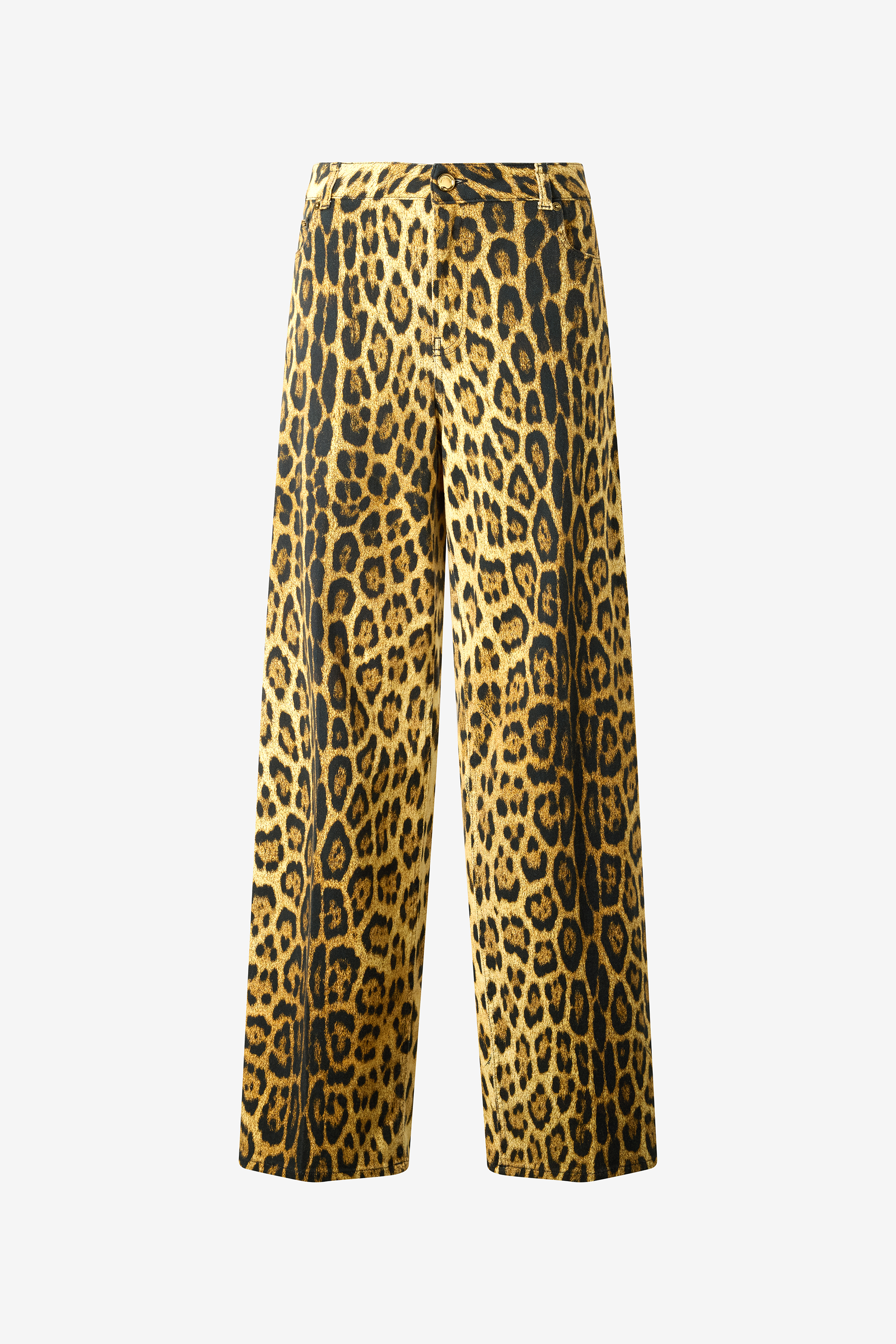 Roberto Cavalli Women's Brown Jeans With Jaguar Skin Print - Trousers & Shorts