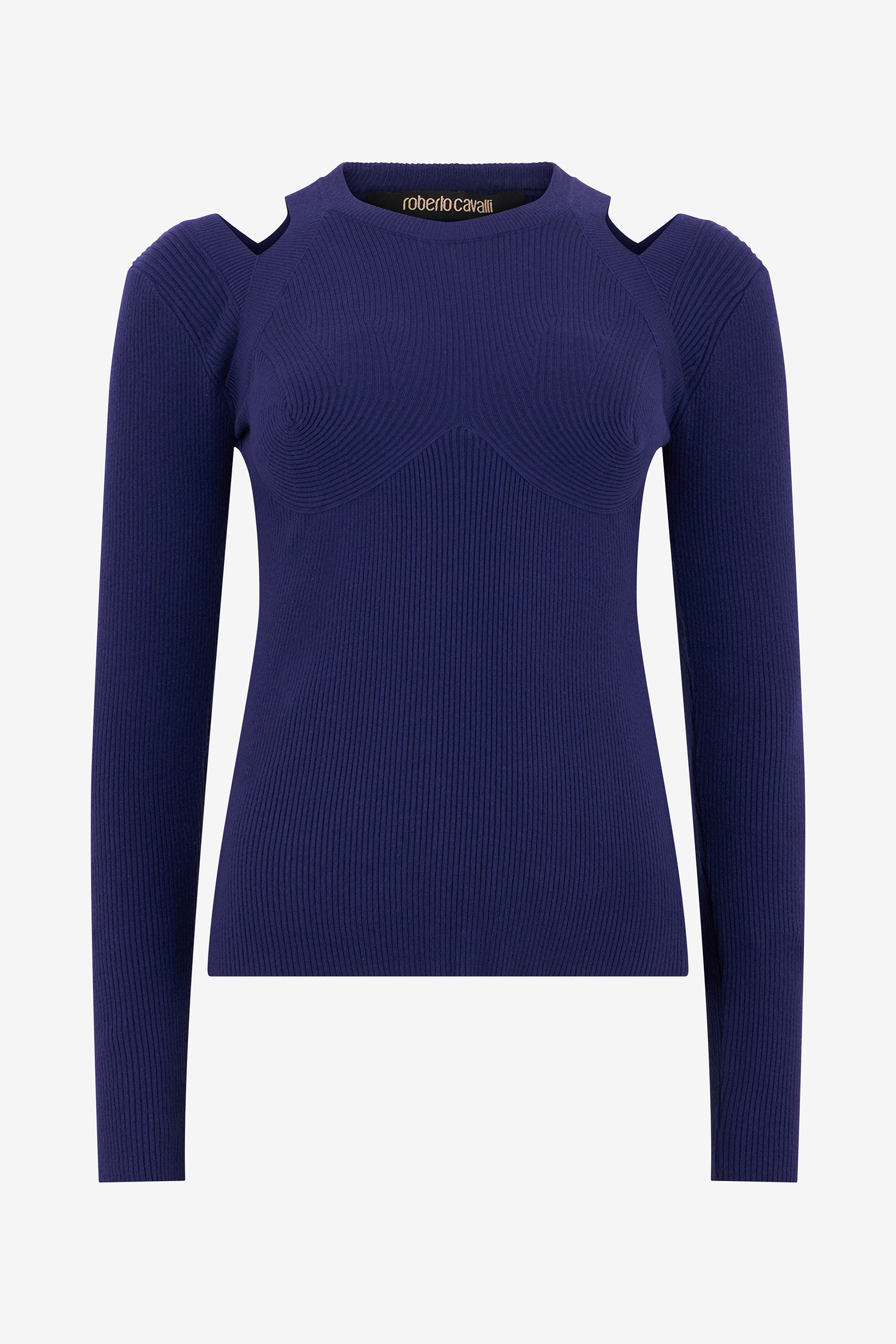 Roberto Cavalli Marble Print Sweater In Blue