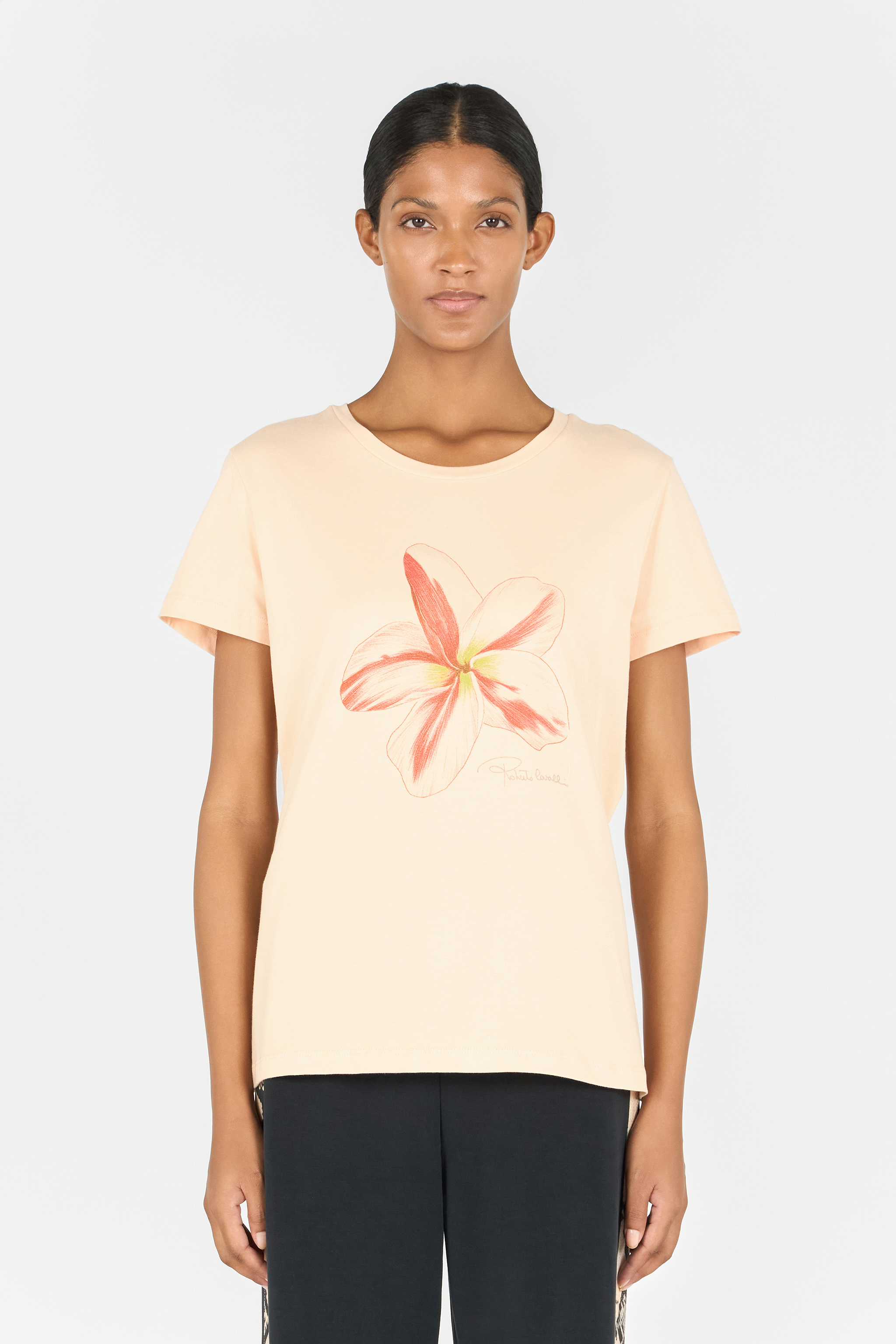 ROBERTO CAVALLI T-SHIRT MIT BLUMENPRINT 
