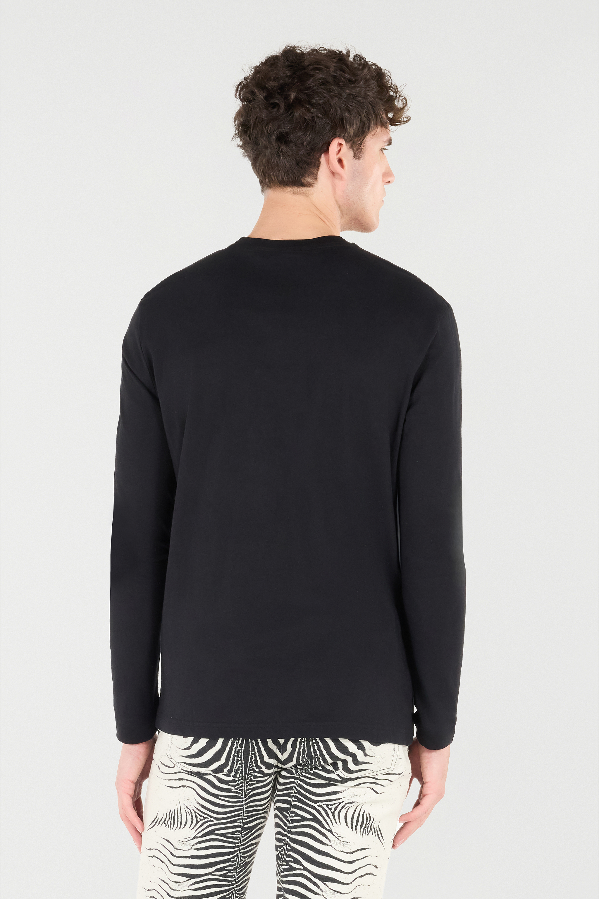Roberto Cavalli Long-sleeved T-shirt With Monogram Rc In Black
