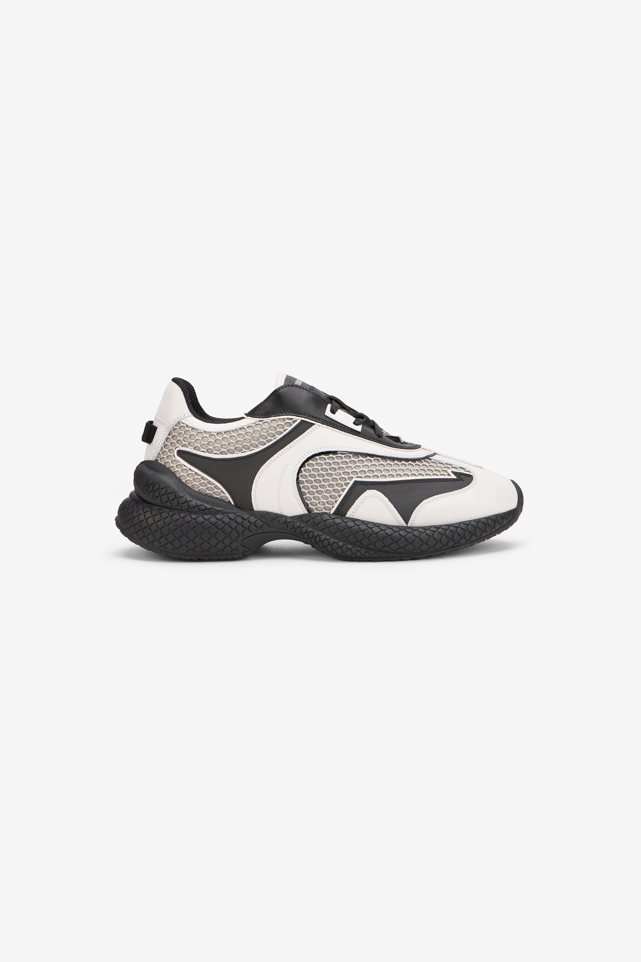 Roberto Cavalli White and Black Chunky Leather Sneakers