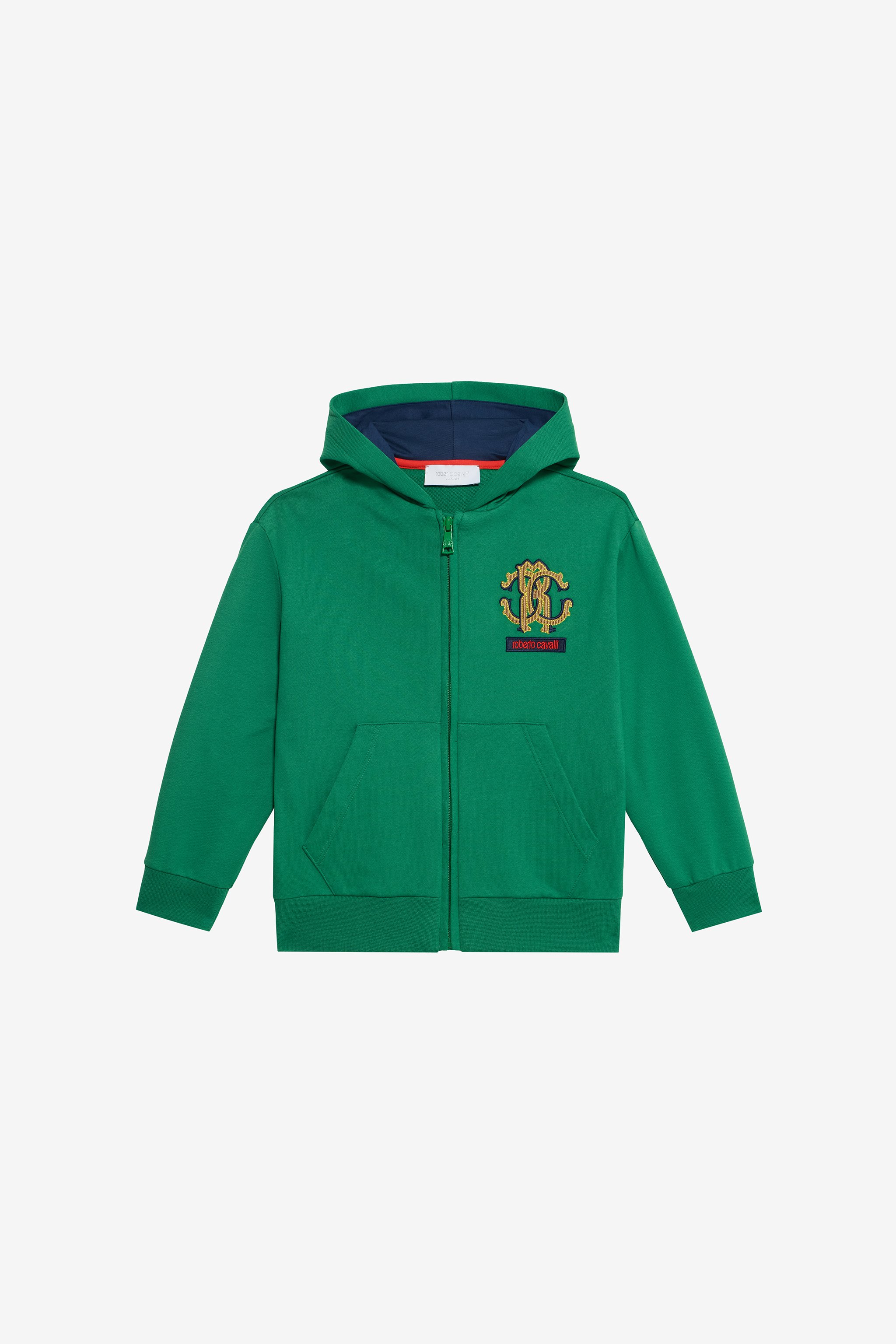 Roberto Cavalli Green Hoodie With Rc Monogram In Green