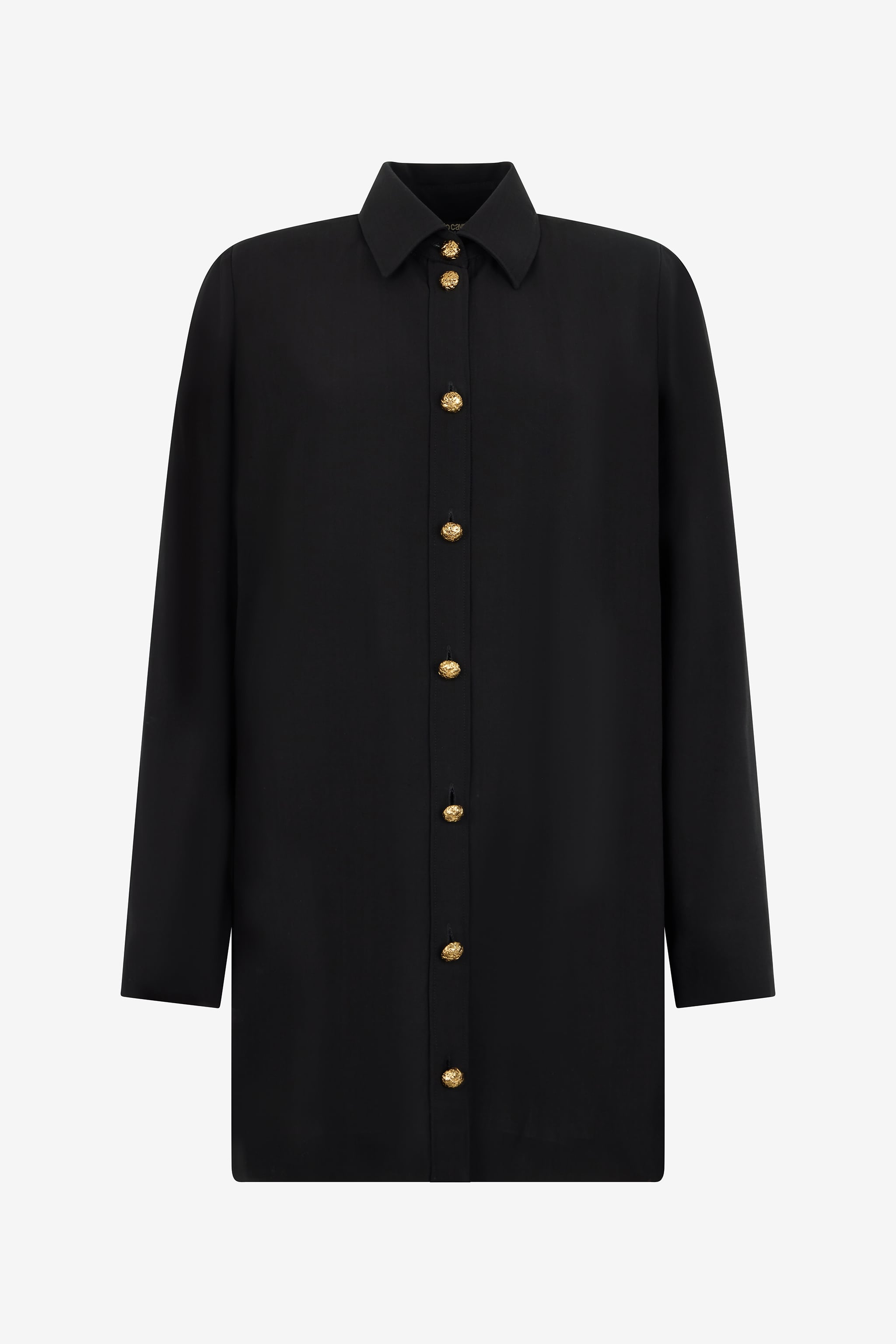 Roberto Cavalli Long Black Wool-Blend Shirt