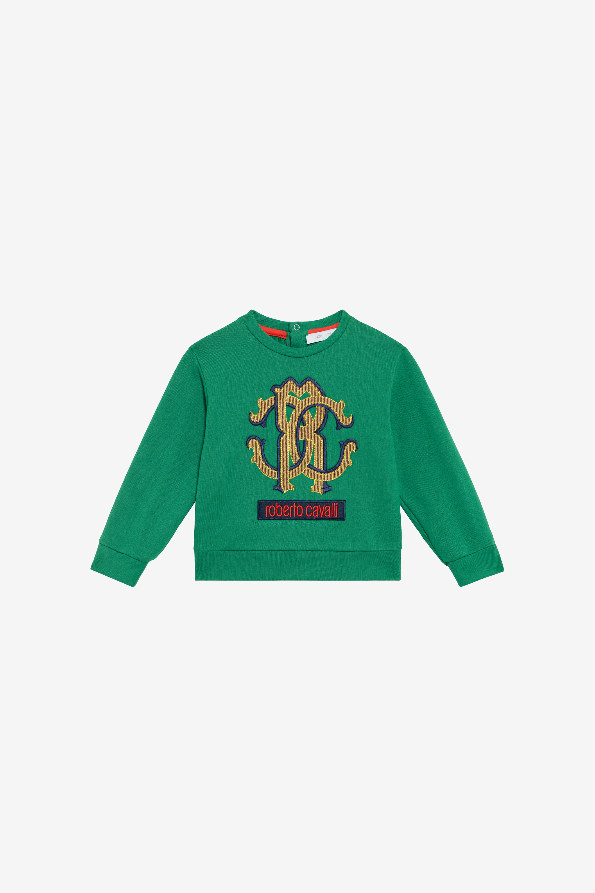 Roberto Cavalli Boys Green Sweatshirt With Embroidered Logo - Sweatshirts