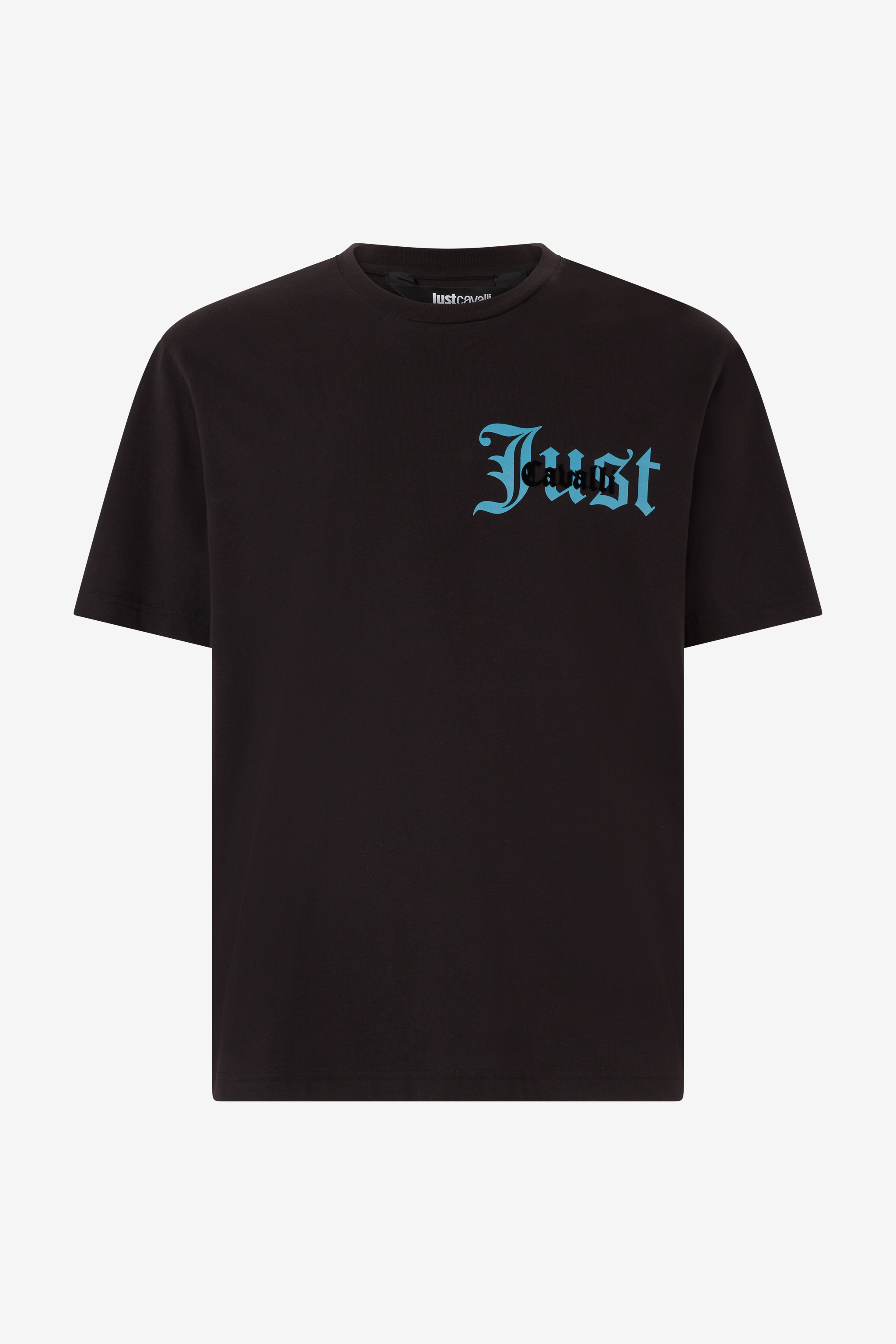 Roberto Cavalli Bicolor Logo T-shirt In Black