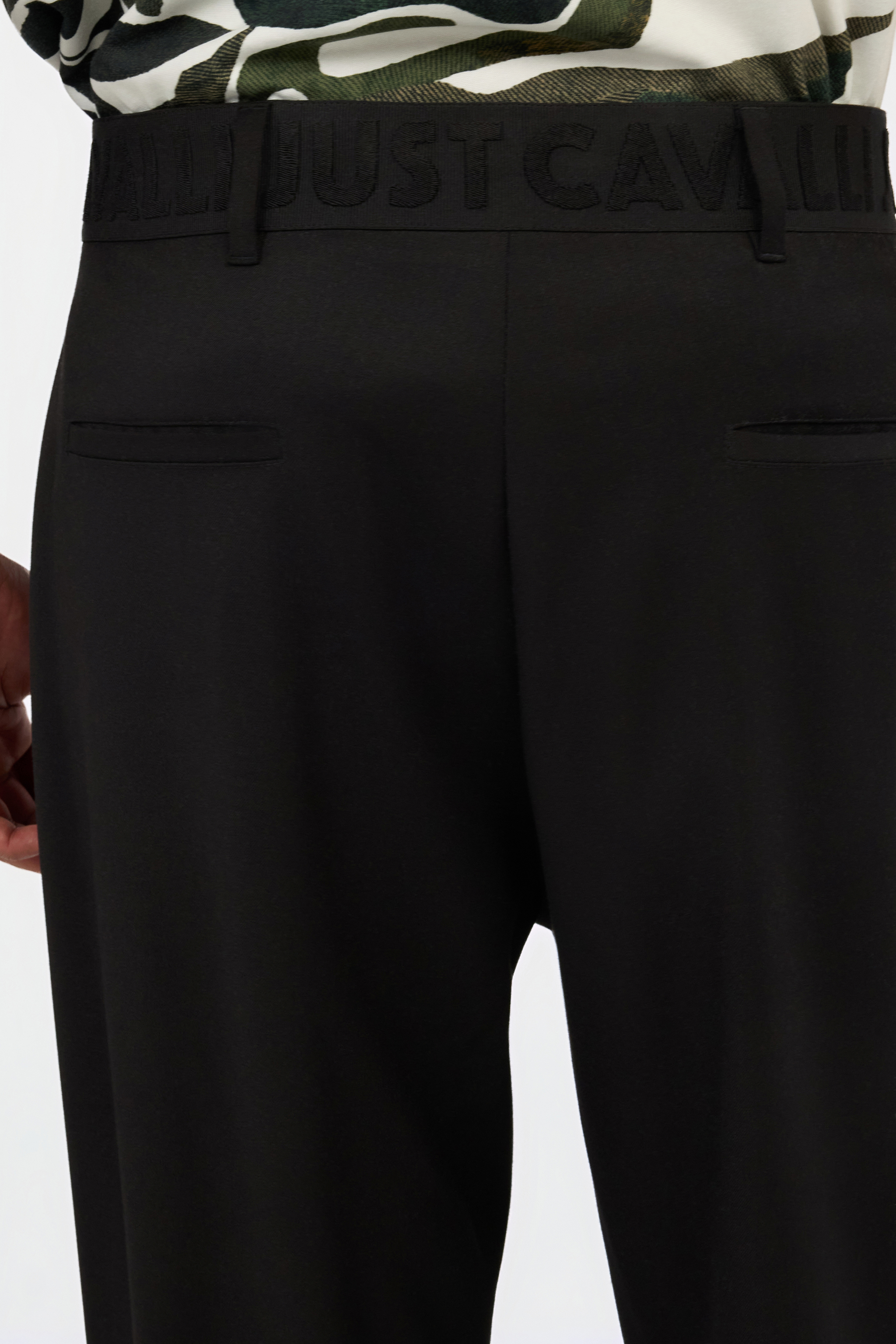 Roberto Cavalli Black Wide Leg Trousers With Logo In Black
