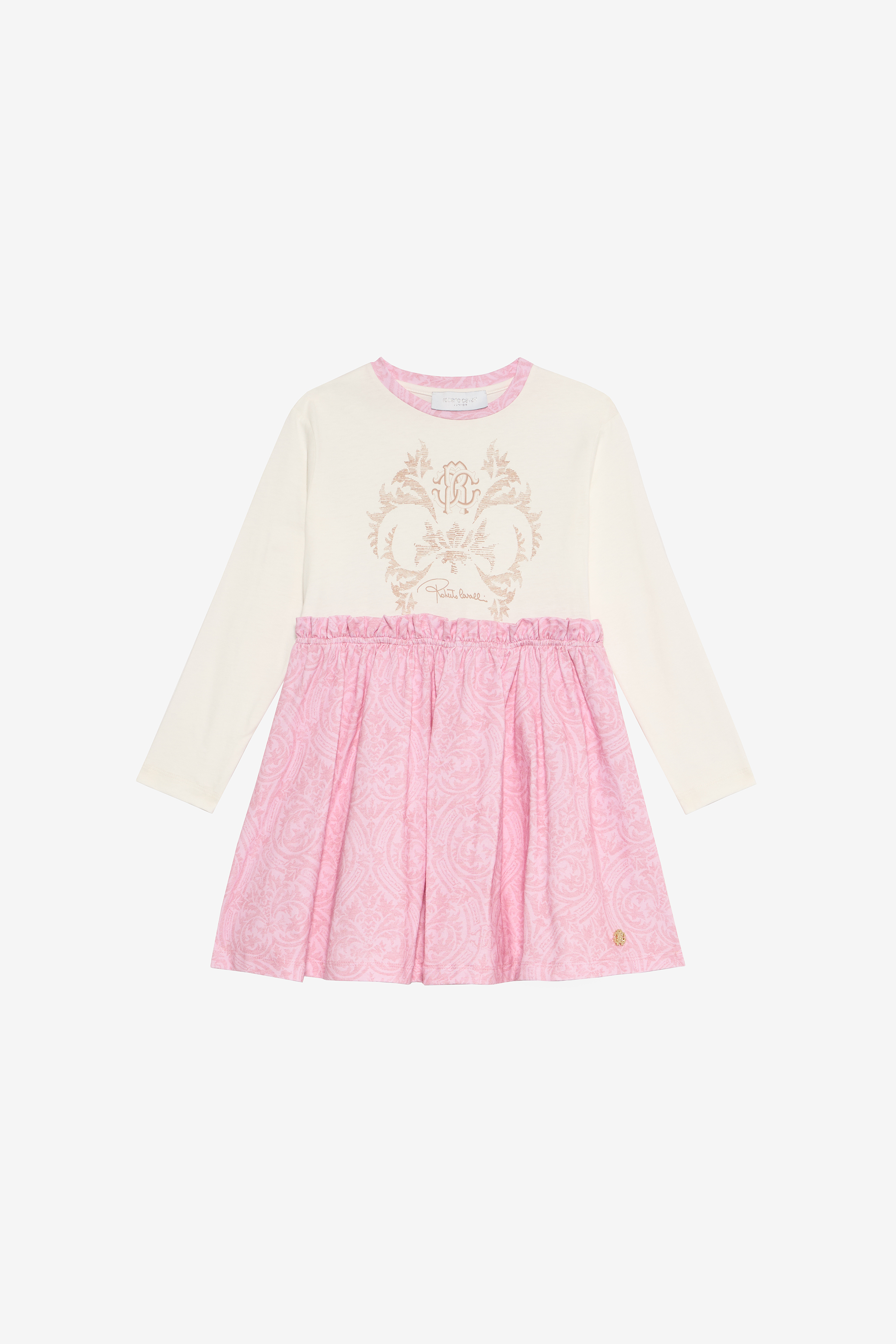 Milk White Dress with Baby Pink Floral Print