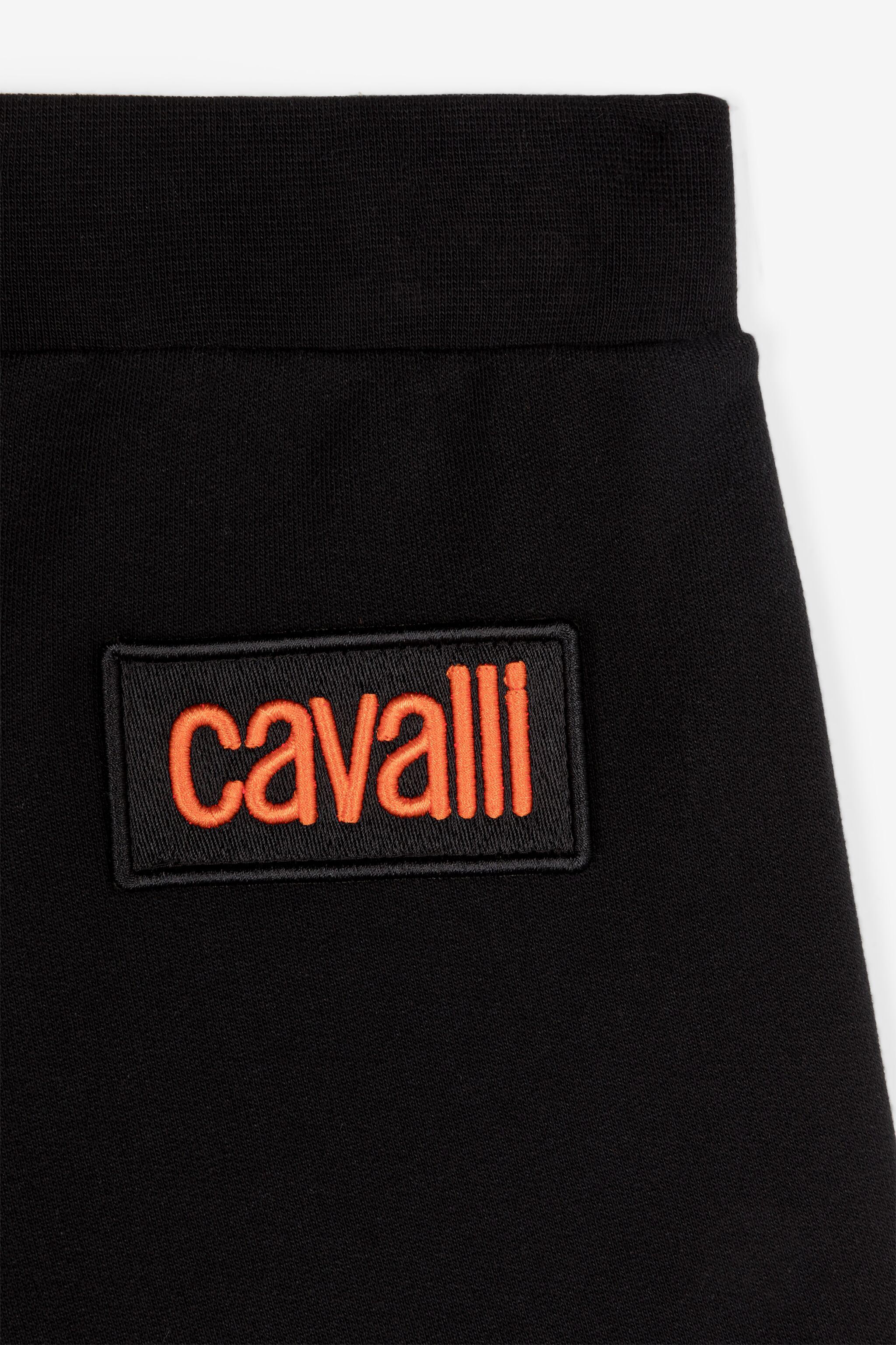 Roberto Cavalli Feather-print Cotton Shorts In Black