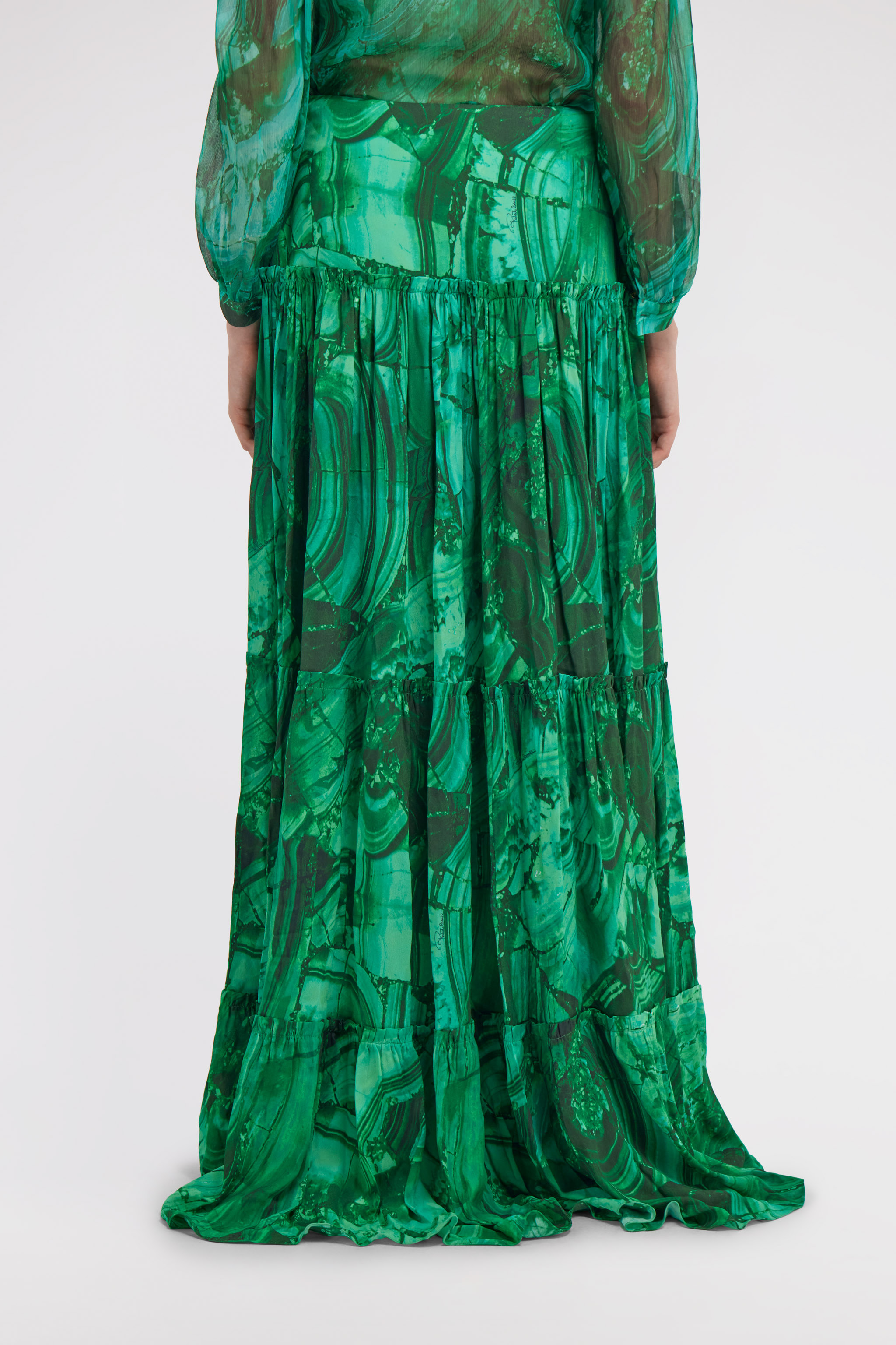 Roberto Cavalli Graphic Print Skirt In Green