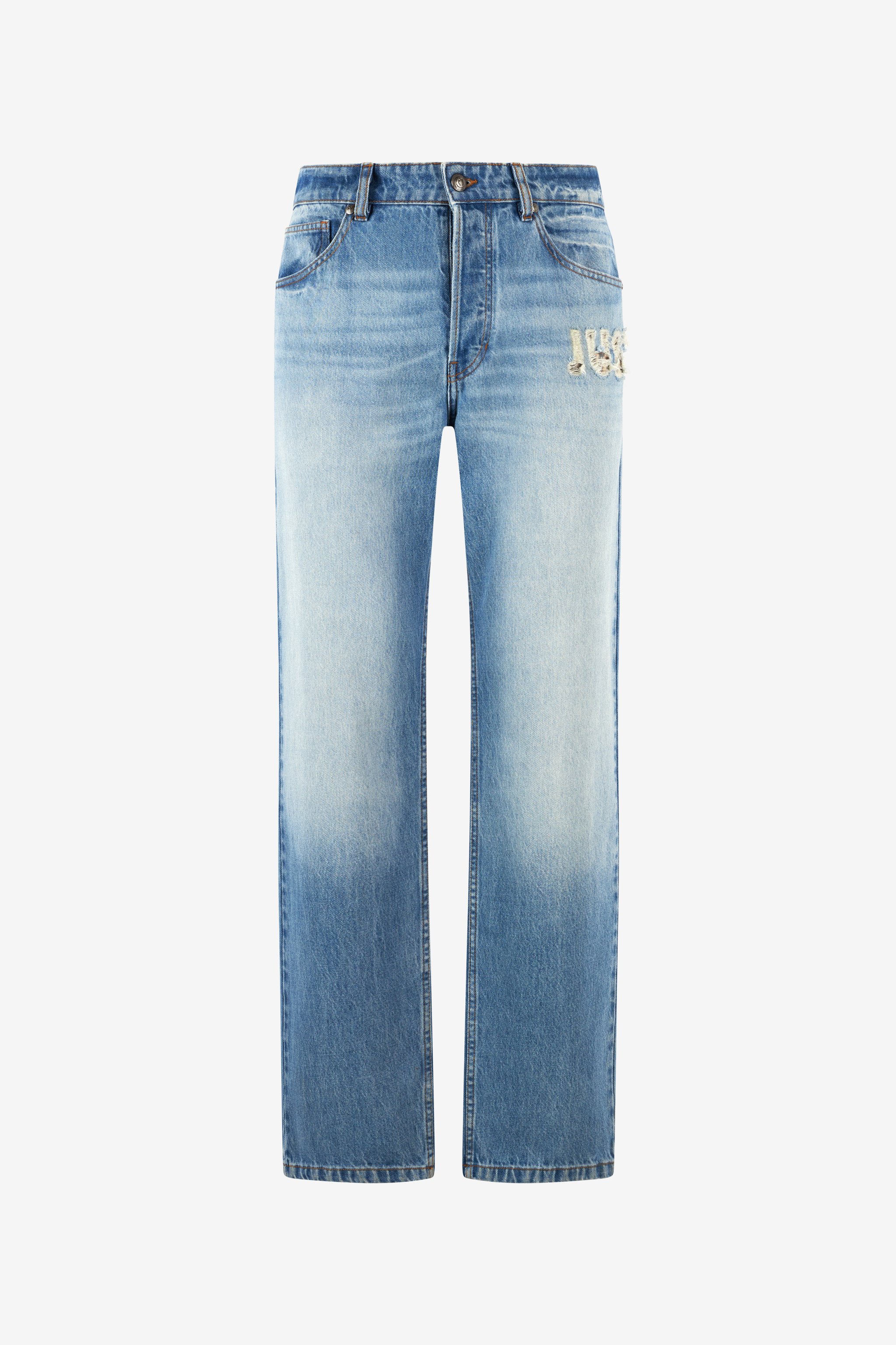 Jeans With Destroyed-Effect Logo