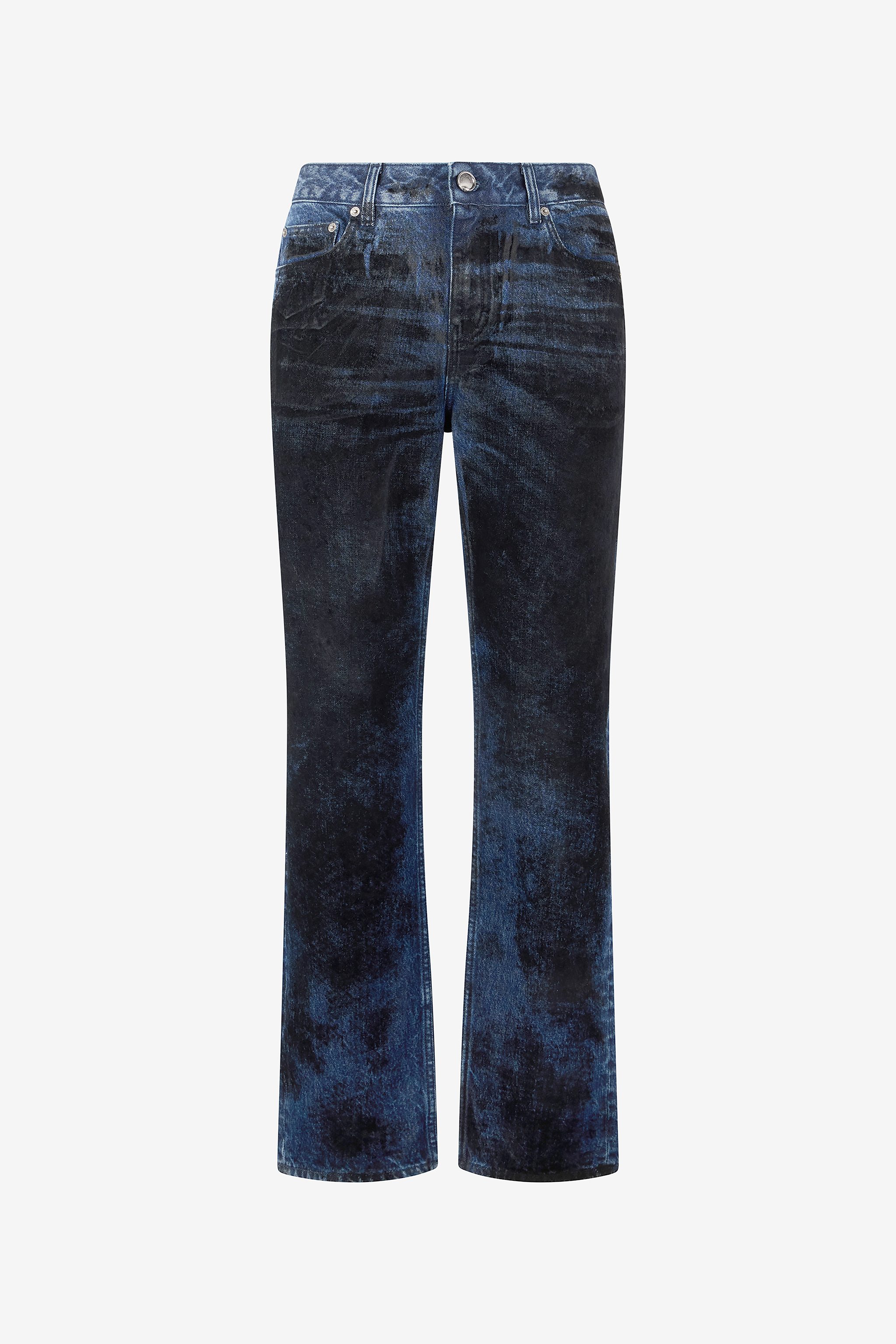 Roberto Cavalli Men's Dark/Blue Jeans With Contrasting Discoloration Detailing - Promo Sale Fw2025