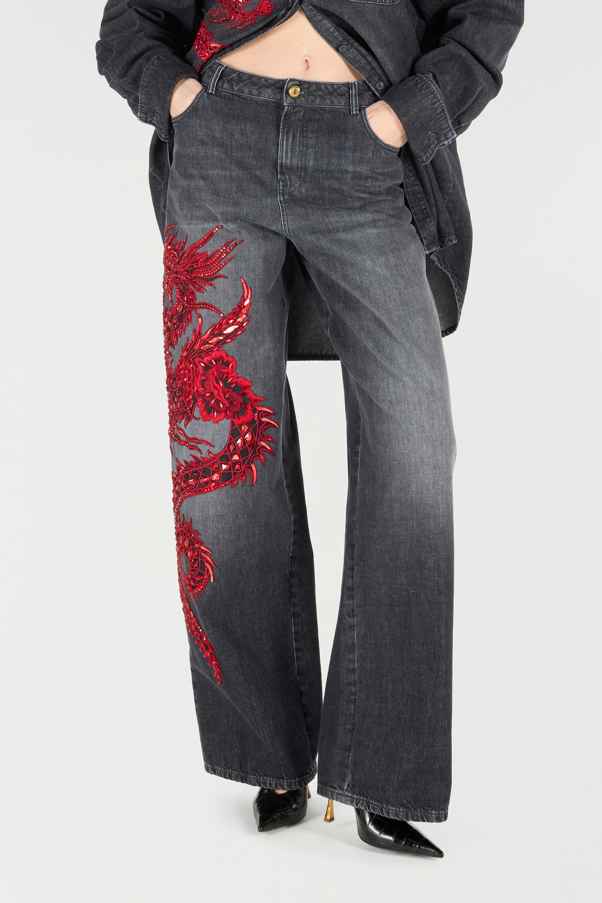 Jeans With Embroidery And Sequins