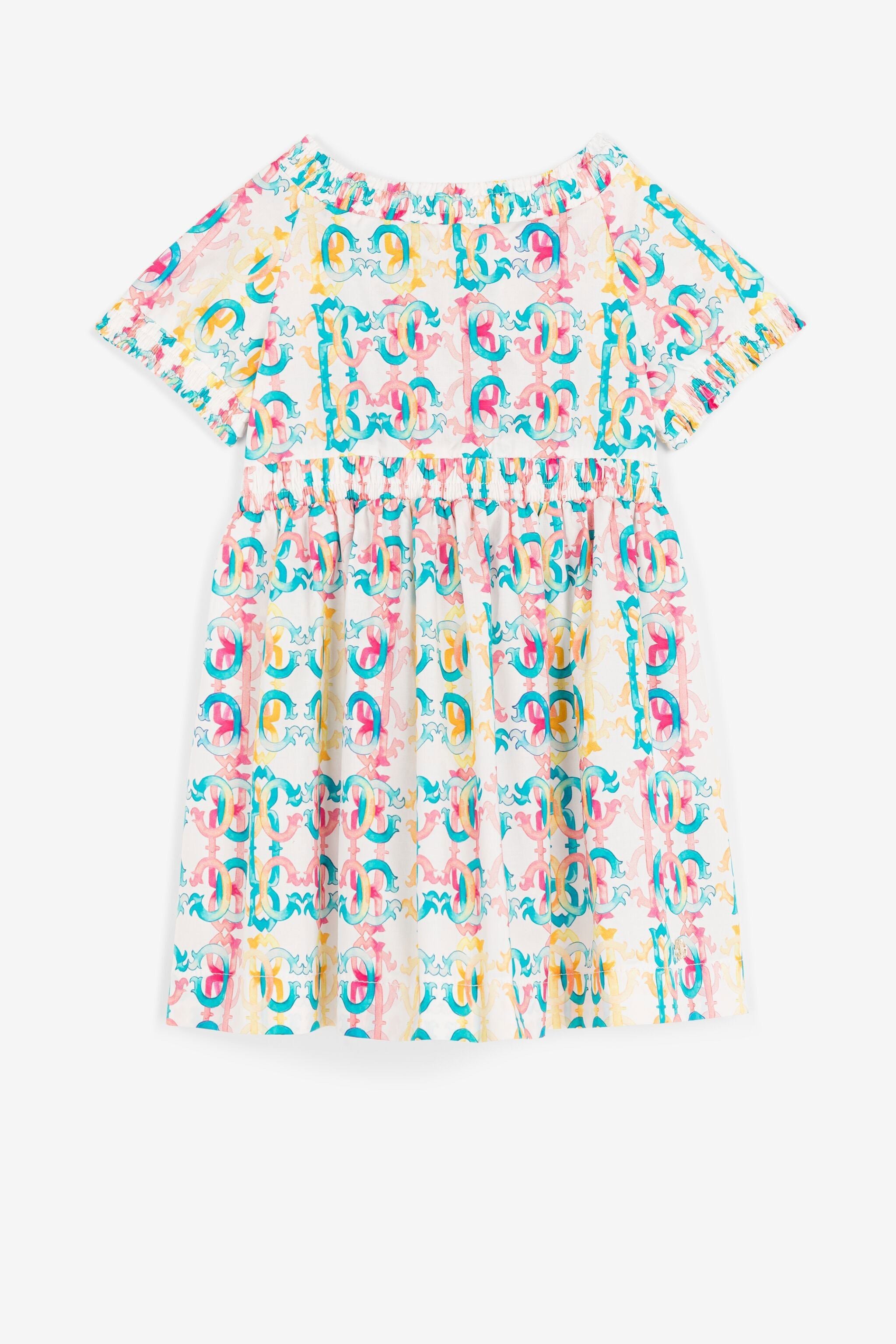 Colour-block monogram-print dress