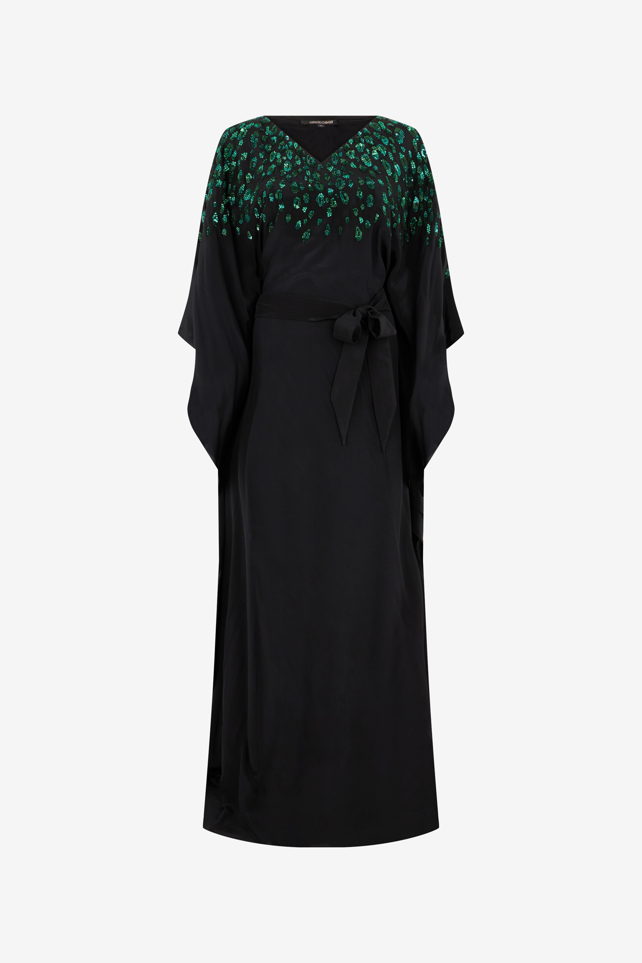 Roberto Cavalli Women's Silk Maxi Dress With Embellished Detail - Maxi Dresses Nero/Verde