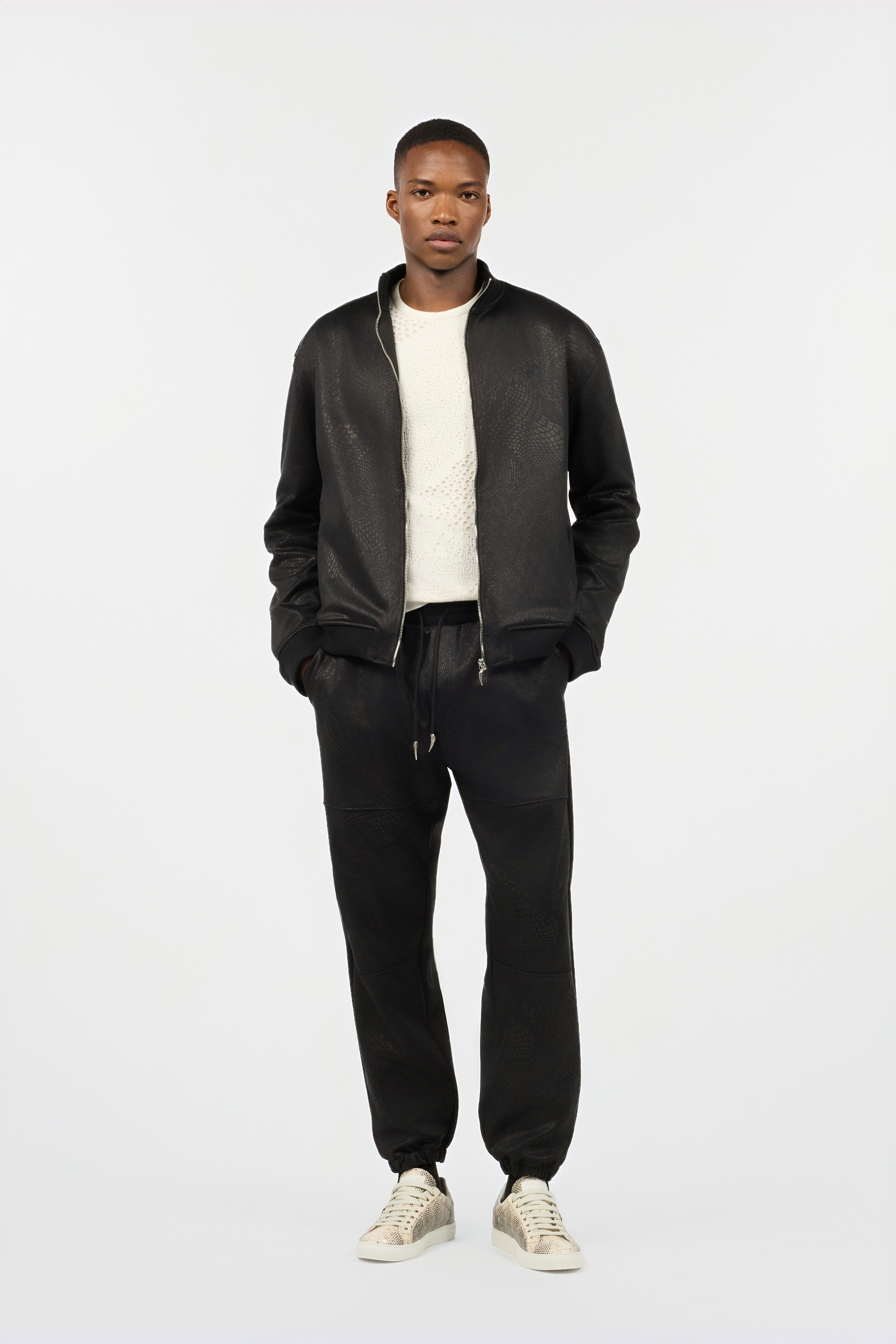 Roberto Cavalli Sporty Trousers With Python Print In Black