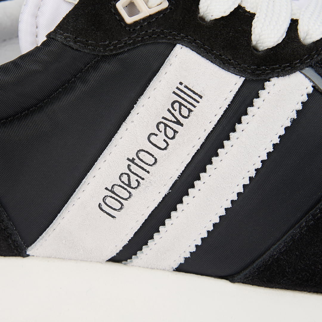 Black Running Shoes With Snake-Print Detail