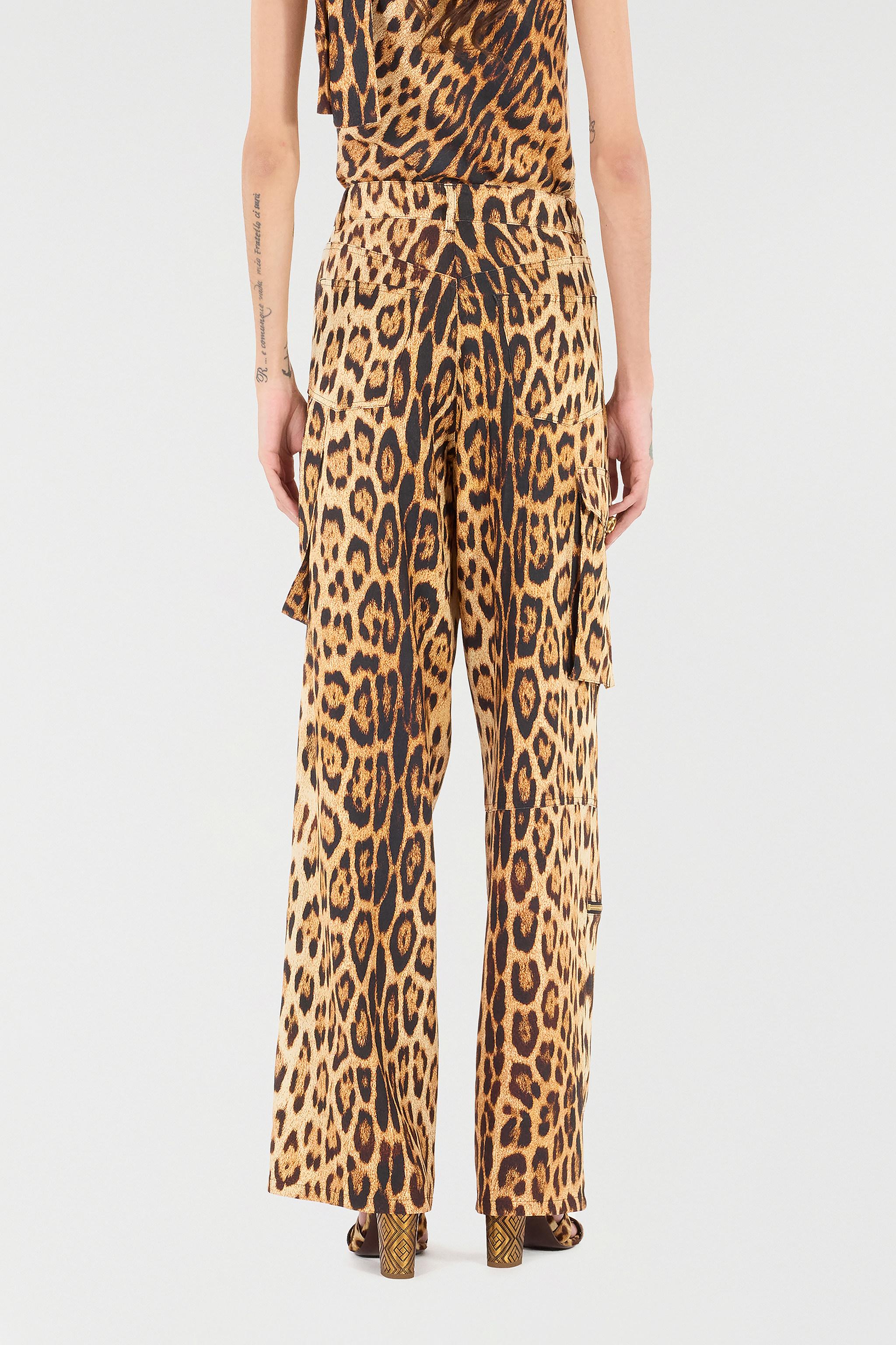 Roberto Cavalli Pants With Jaguar Skin Print In Animal Print