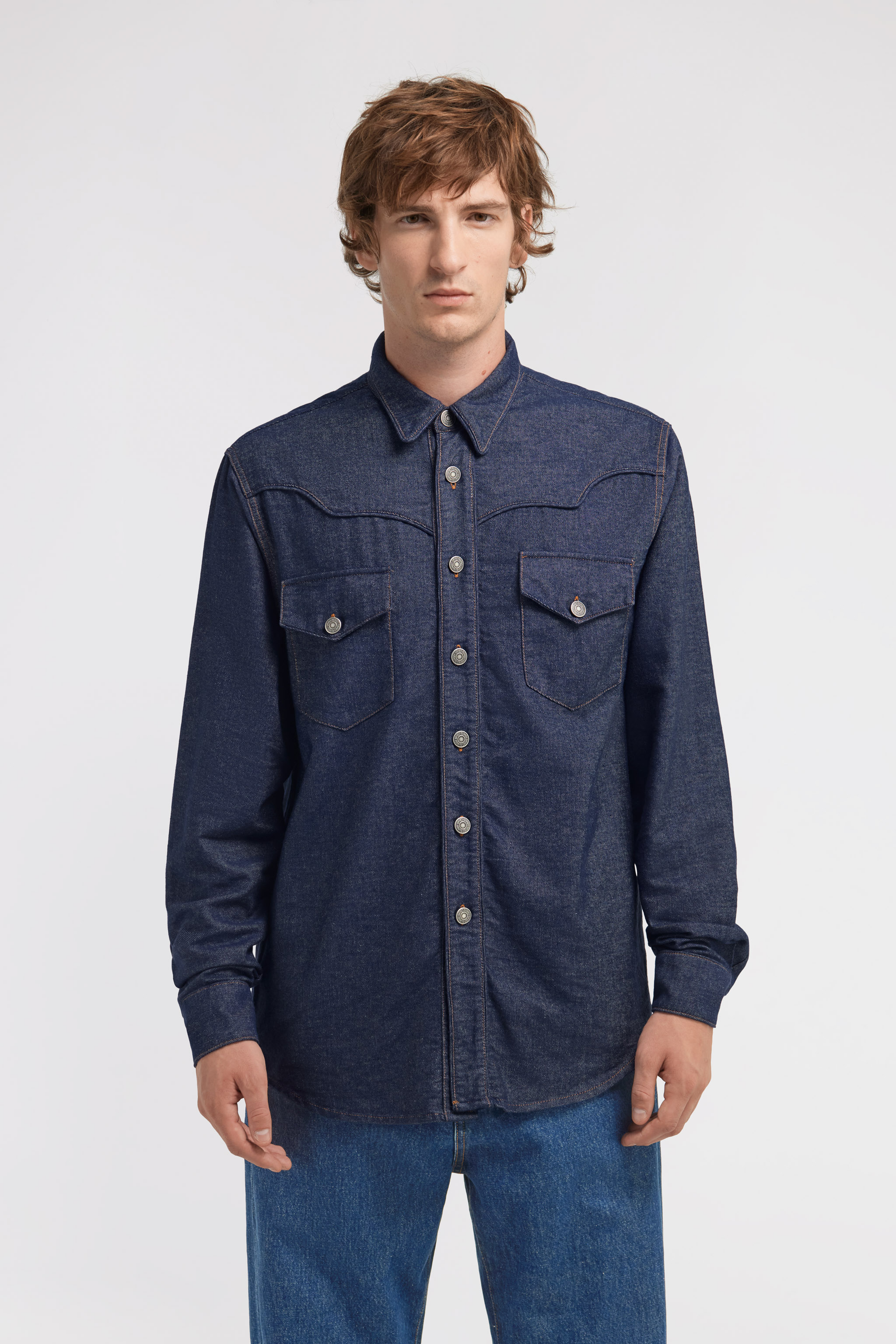 Roberto Cavalli Pocket Jeans Shirt In Blue