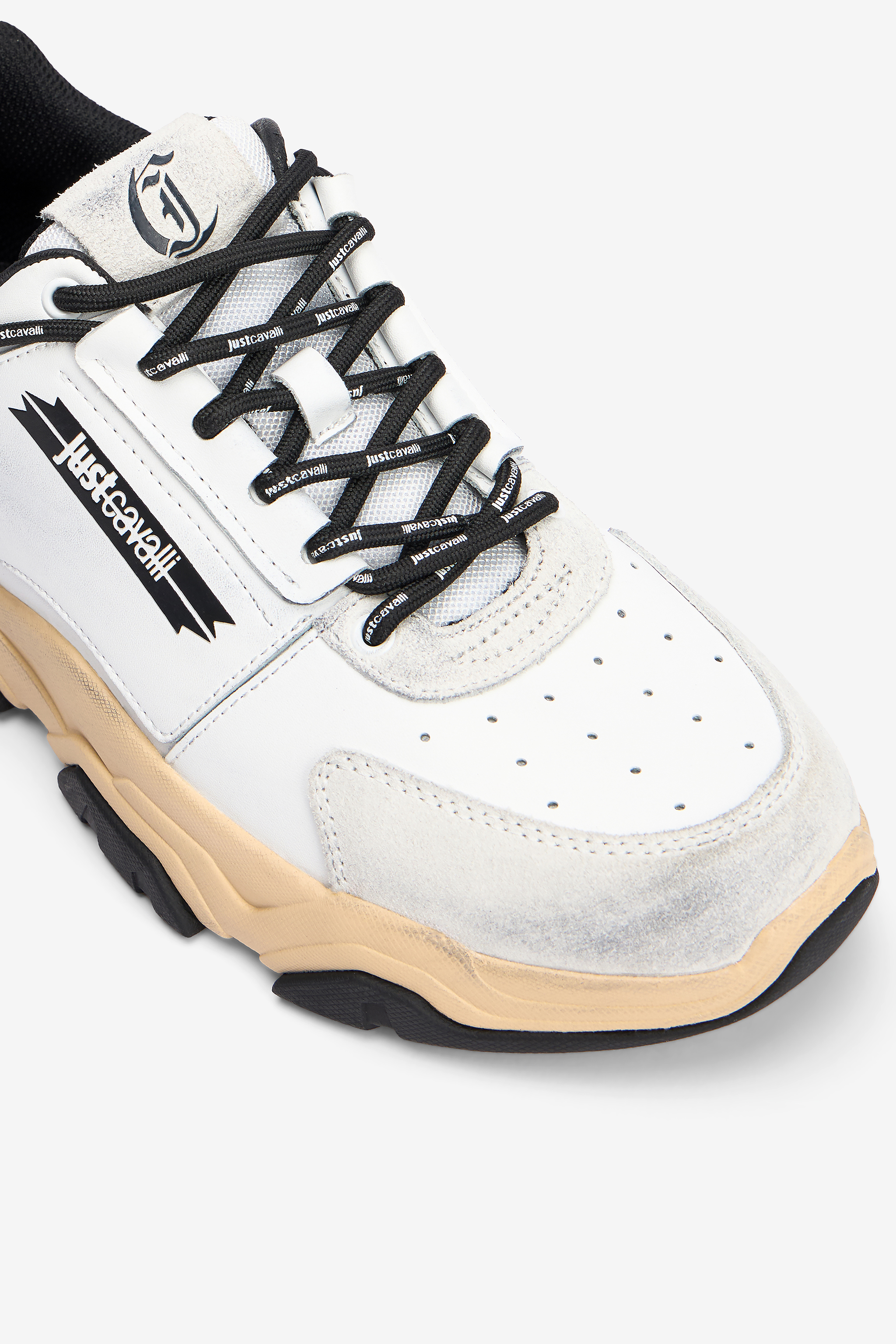 Roberto Cavalli White Running Sneakers With Logo In White