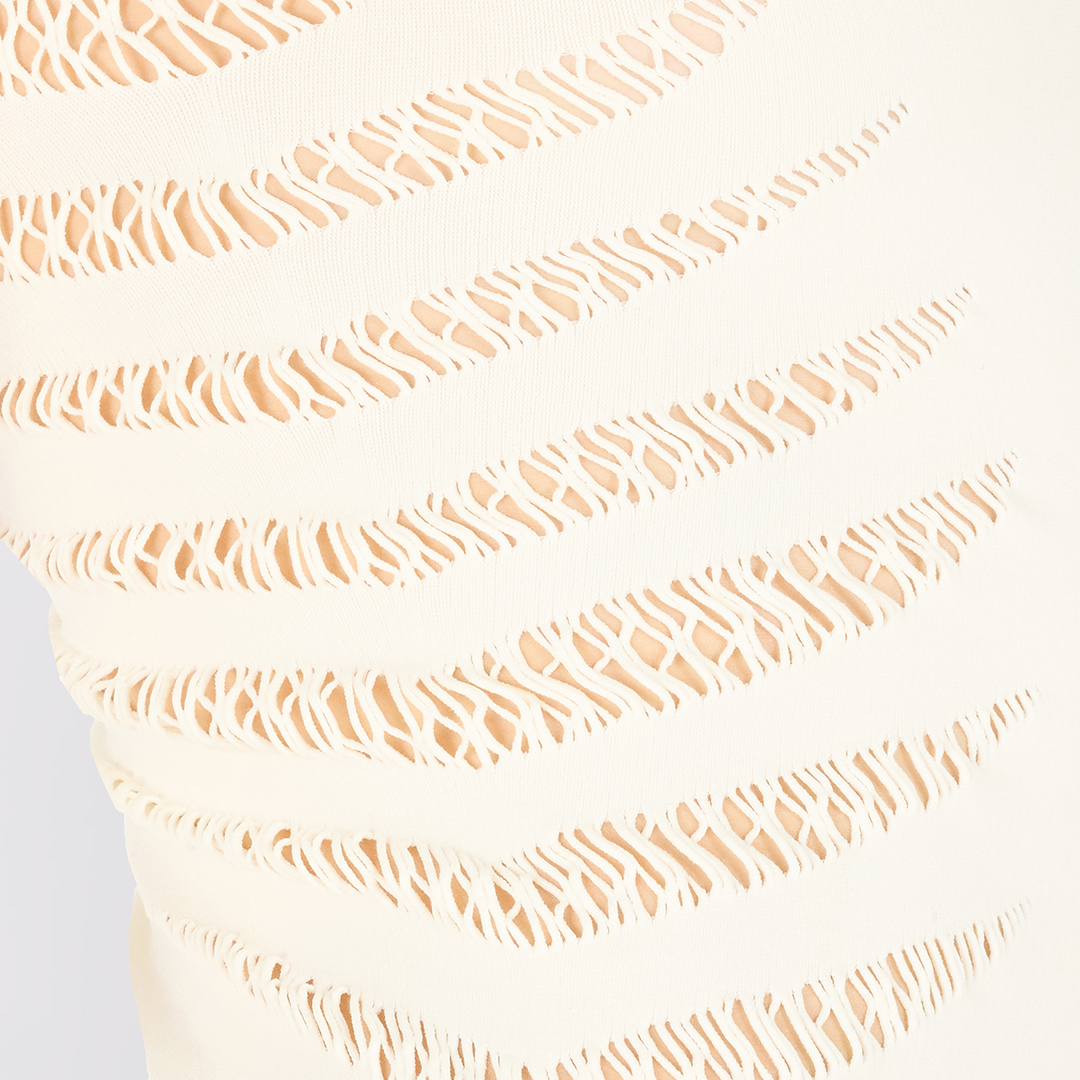 Roberto Cavalli Tank Top With Perforated Zebra Pattern In Ivory