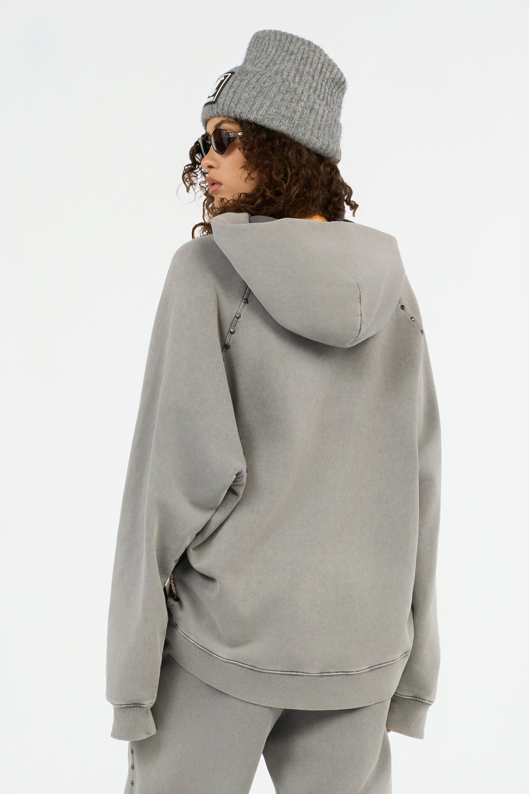 Roberto Cavalli Grey Eagle Print Hoodie In Gray