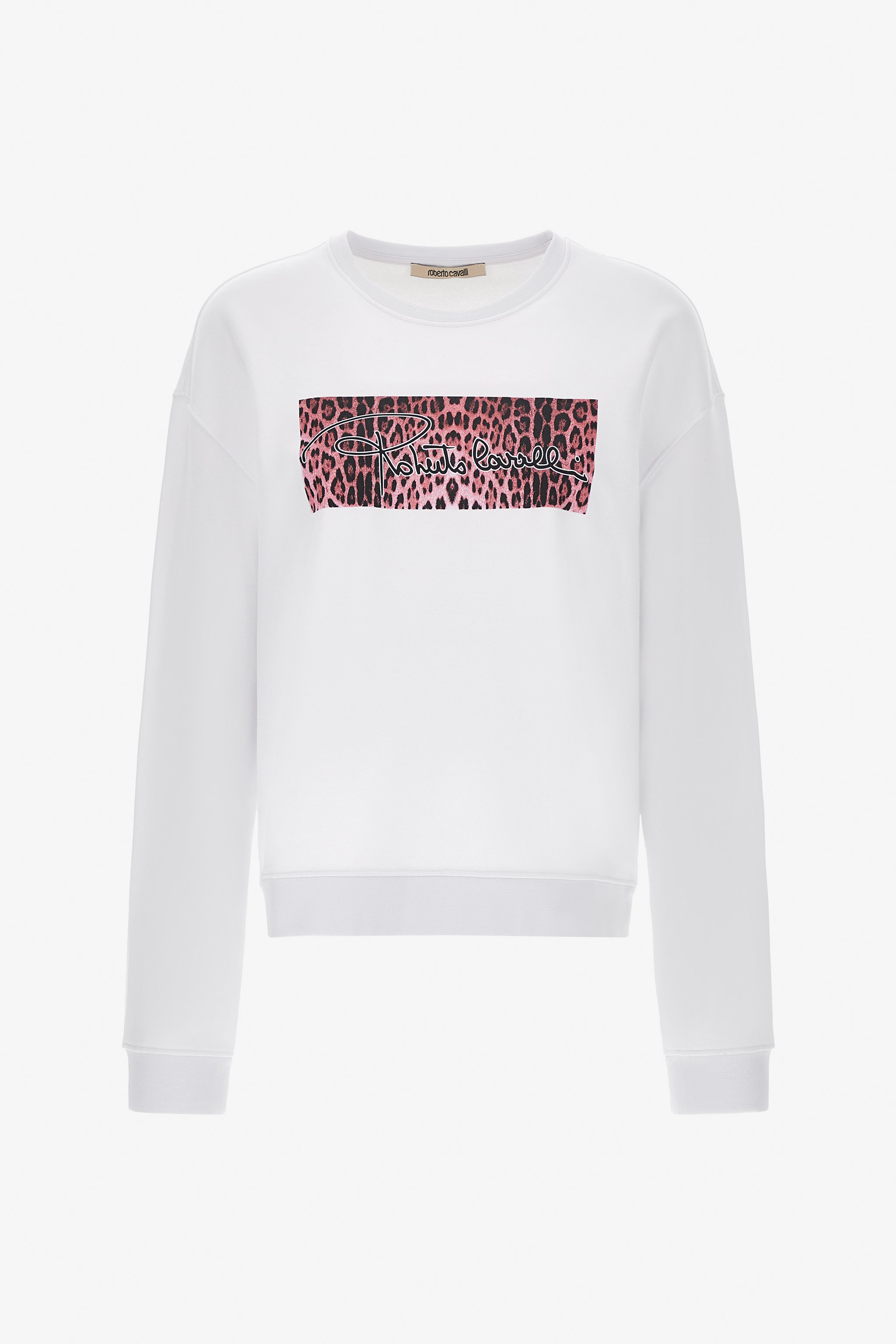 Roberto Cavalli Sweatshirt With Signature In White