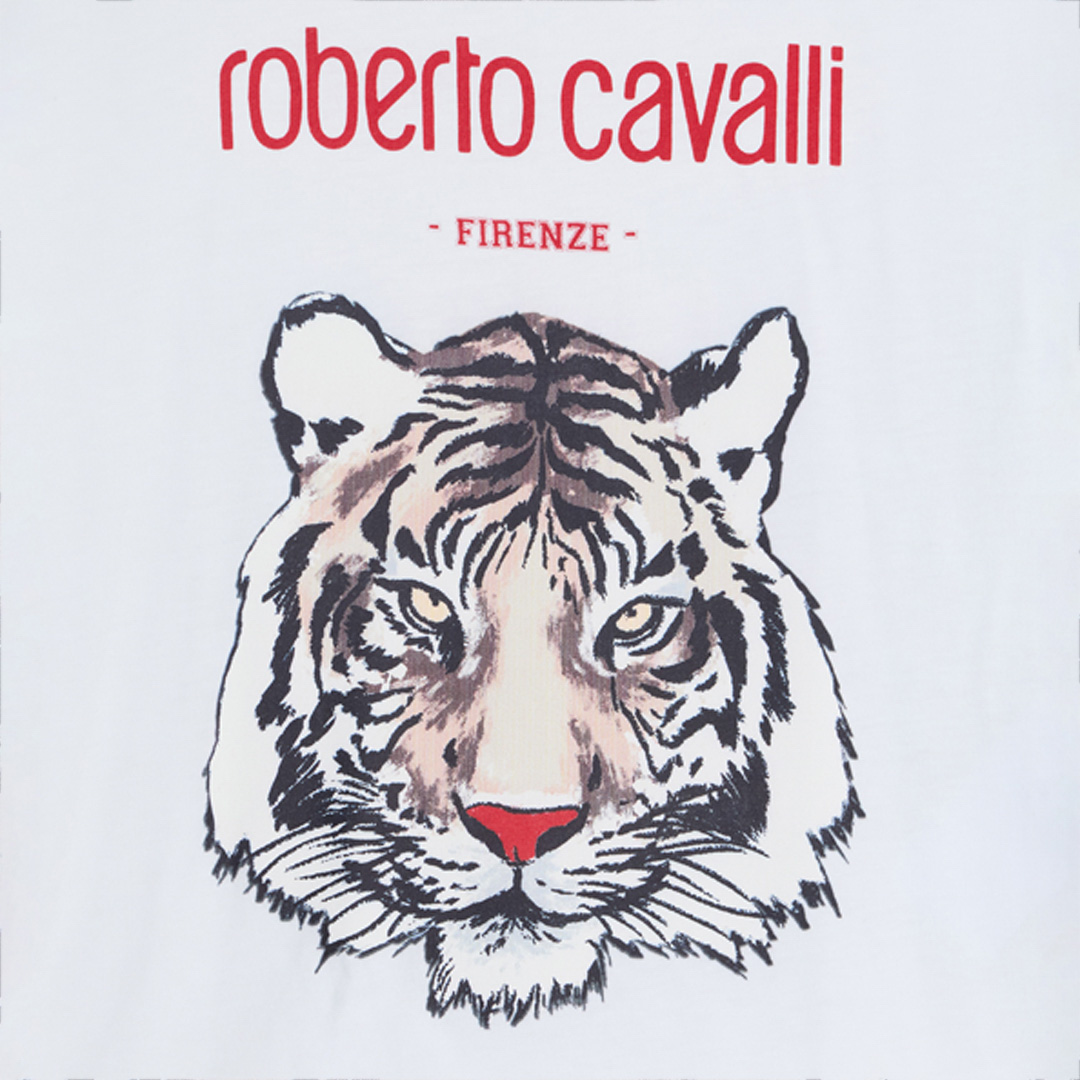 Optical White T-Shirt with Tiger Print