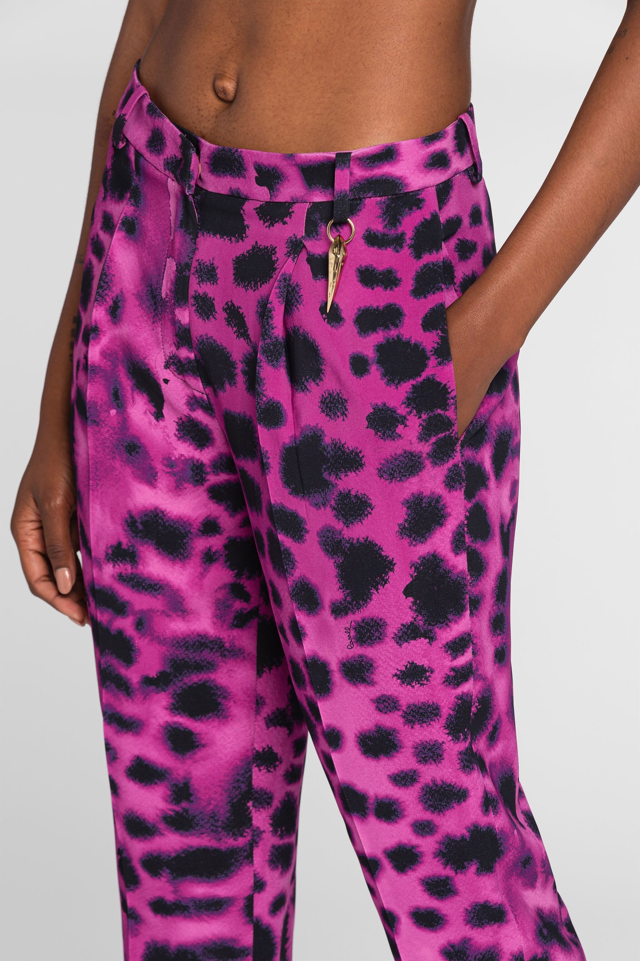 Roberto Cavalli Pattern Printed Straight Tube Trousers In Purple