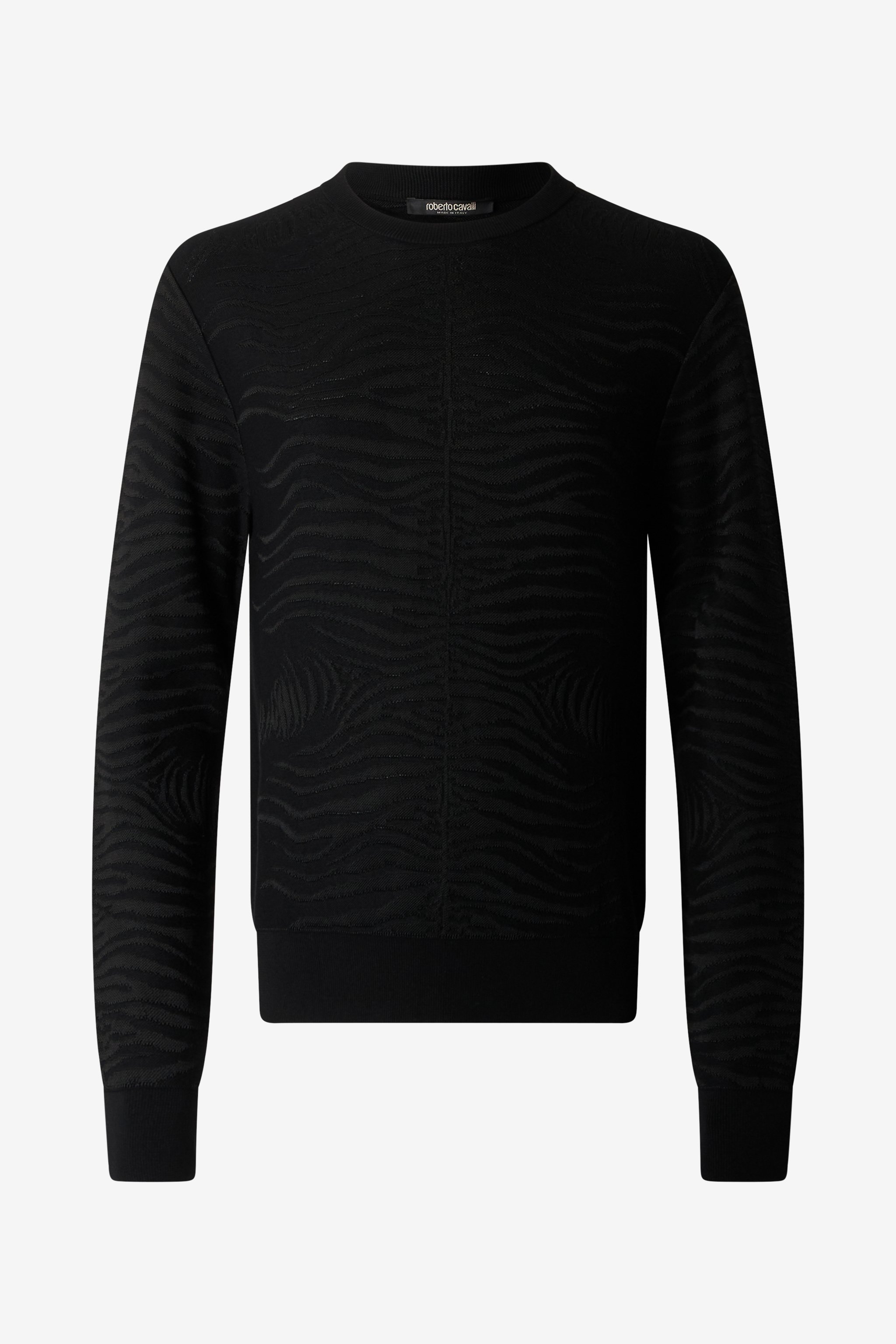 Roberto Cavalli Sweater With Zebra Pattern In Black
