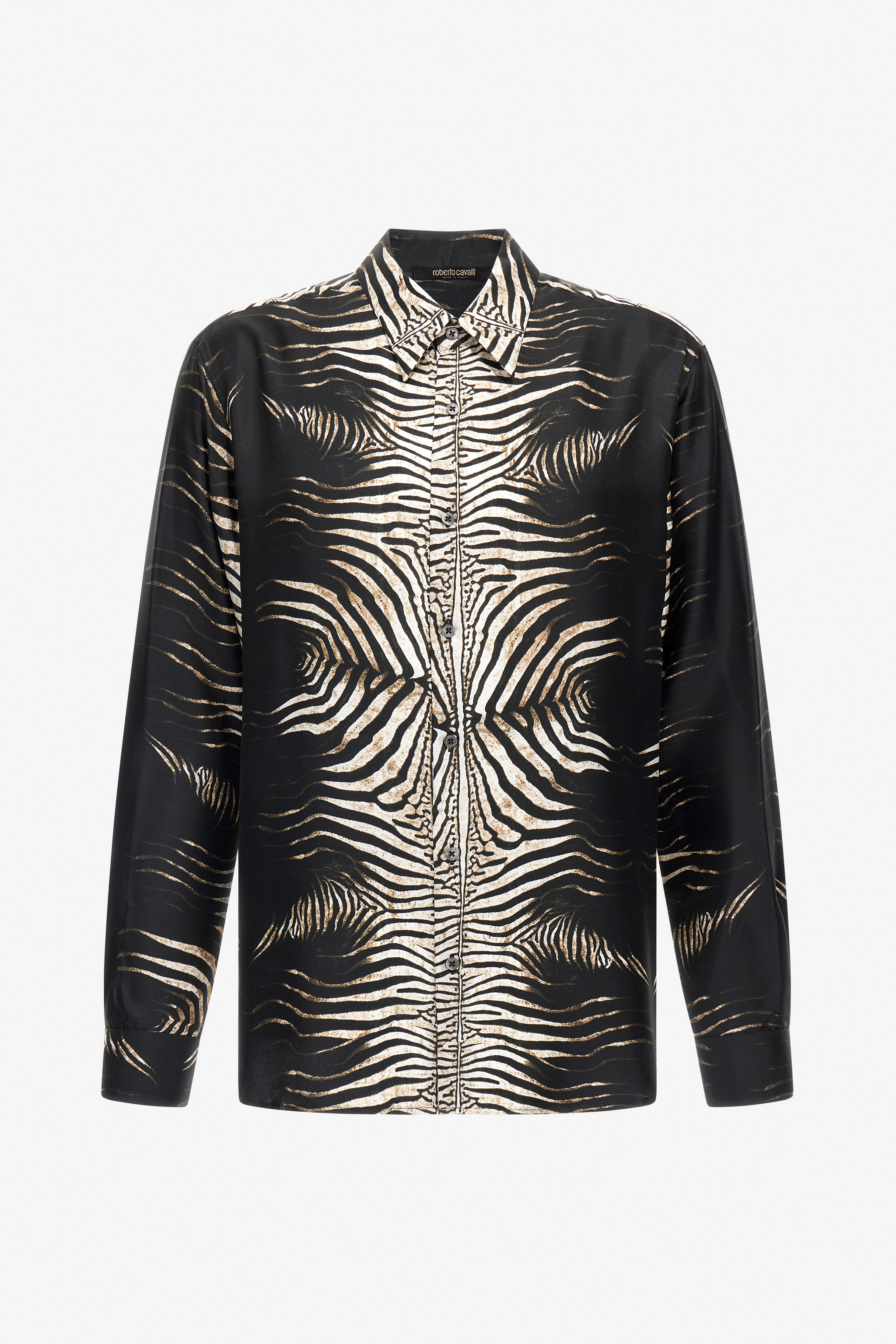 Roberto Cavalli Shirt With Zebra Print In Black/white