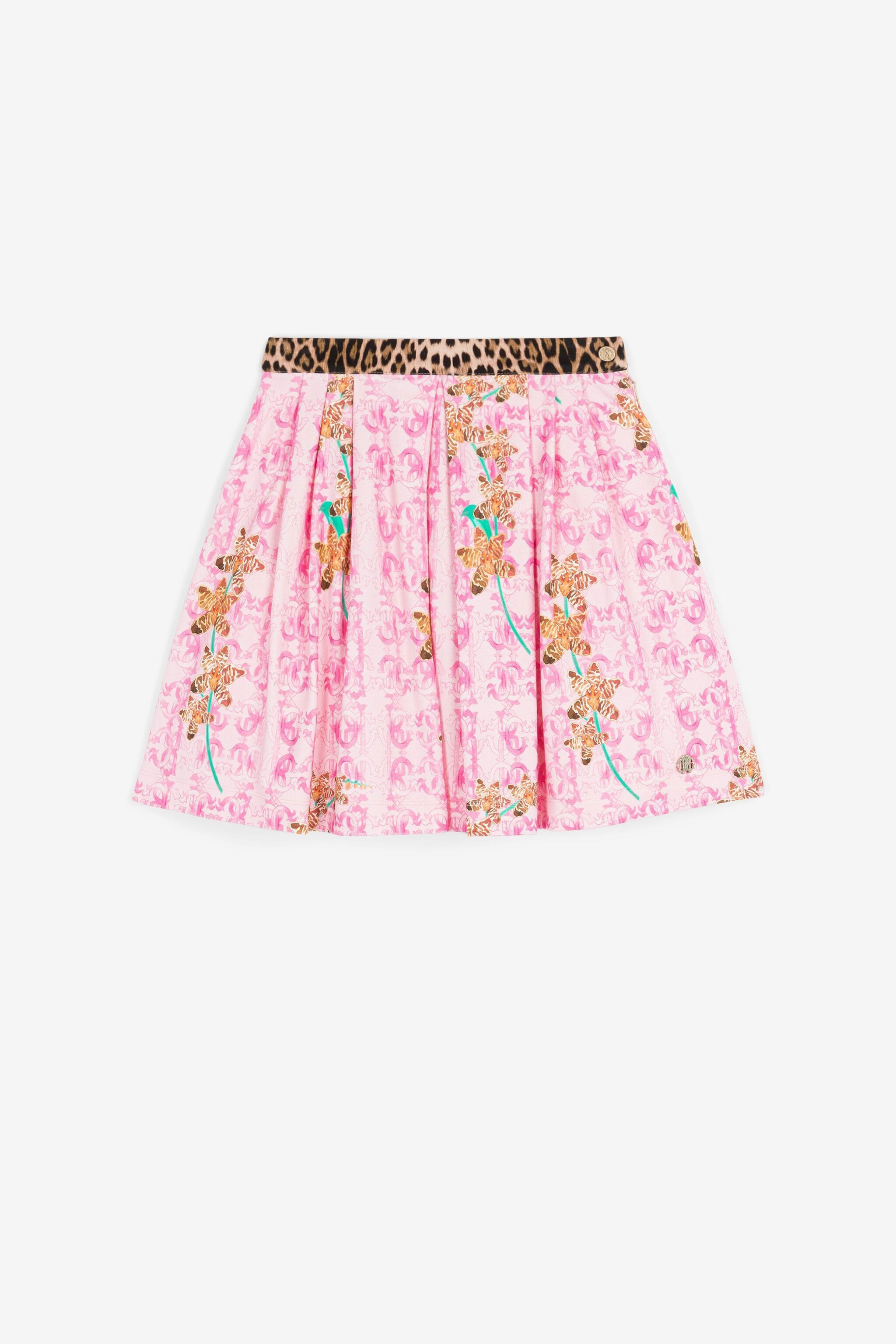 Roberto Cavalli Girls Pink Floral-Print Contrast Skirt - Skirts
