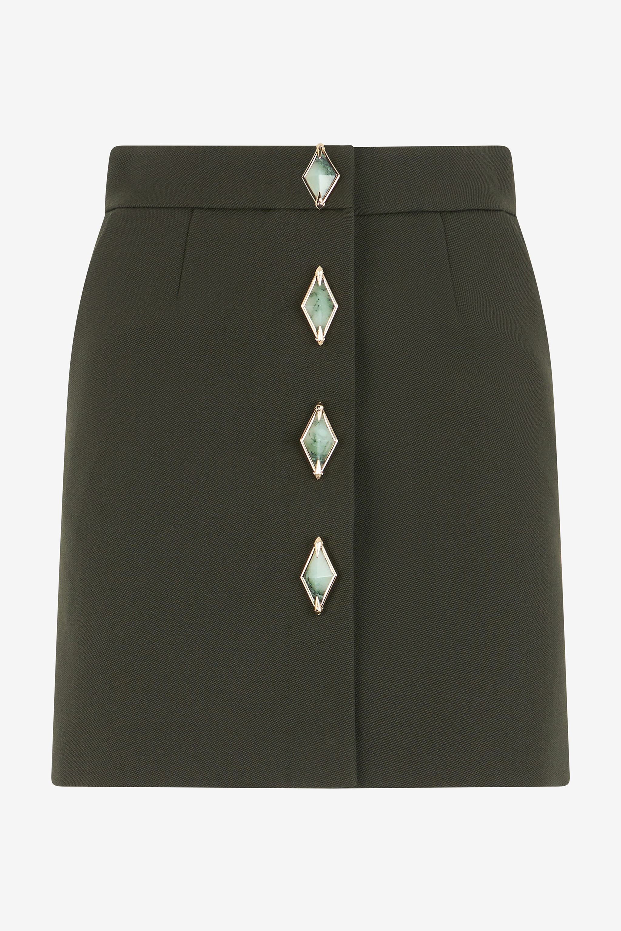 Roberto Cavalli Mini Skirt With Jewel Buttons In Dark Green