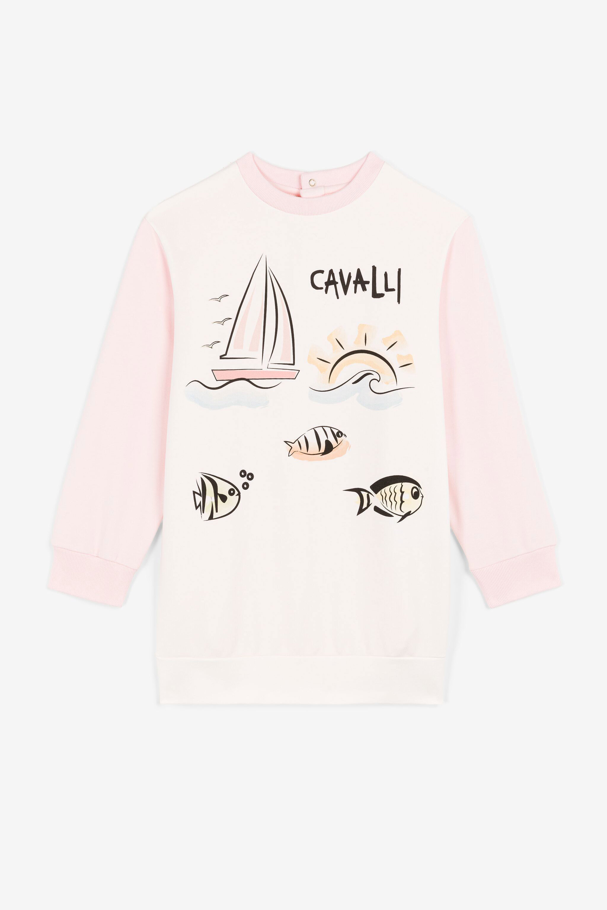 Roberto Cavalli Seascape-print Logo Sweatshirt In Pink
