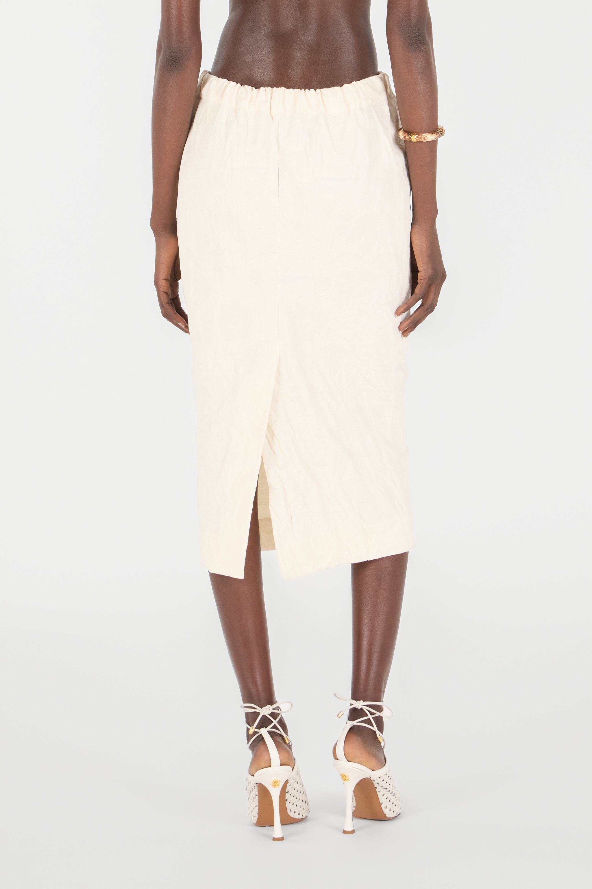 Shop Roberto Cavalli Midi-rock Mit Kordelzug In Ivory