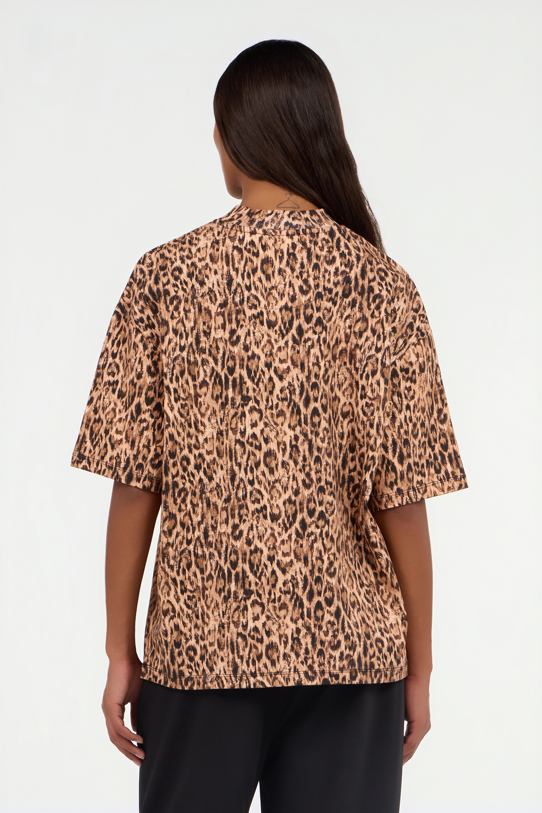 Roberto Cavalli Cotton T-shirt With Leopard Skin Print In Brown