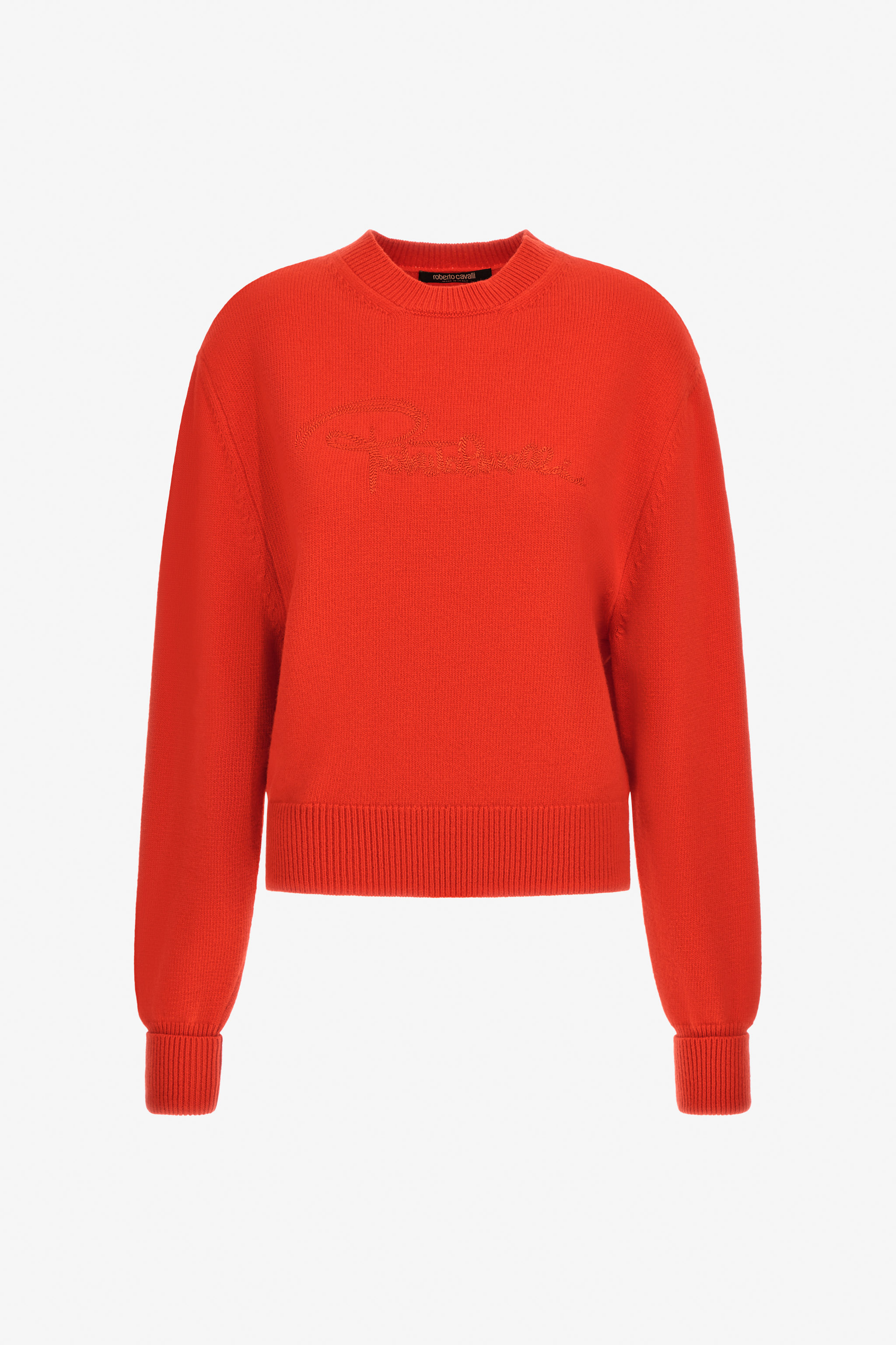 Roberto Cavalli Women's Red Cropped Knit Sweater - Ready To Wear