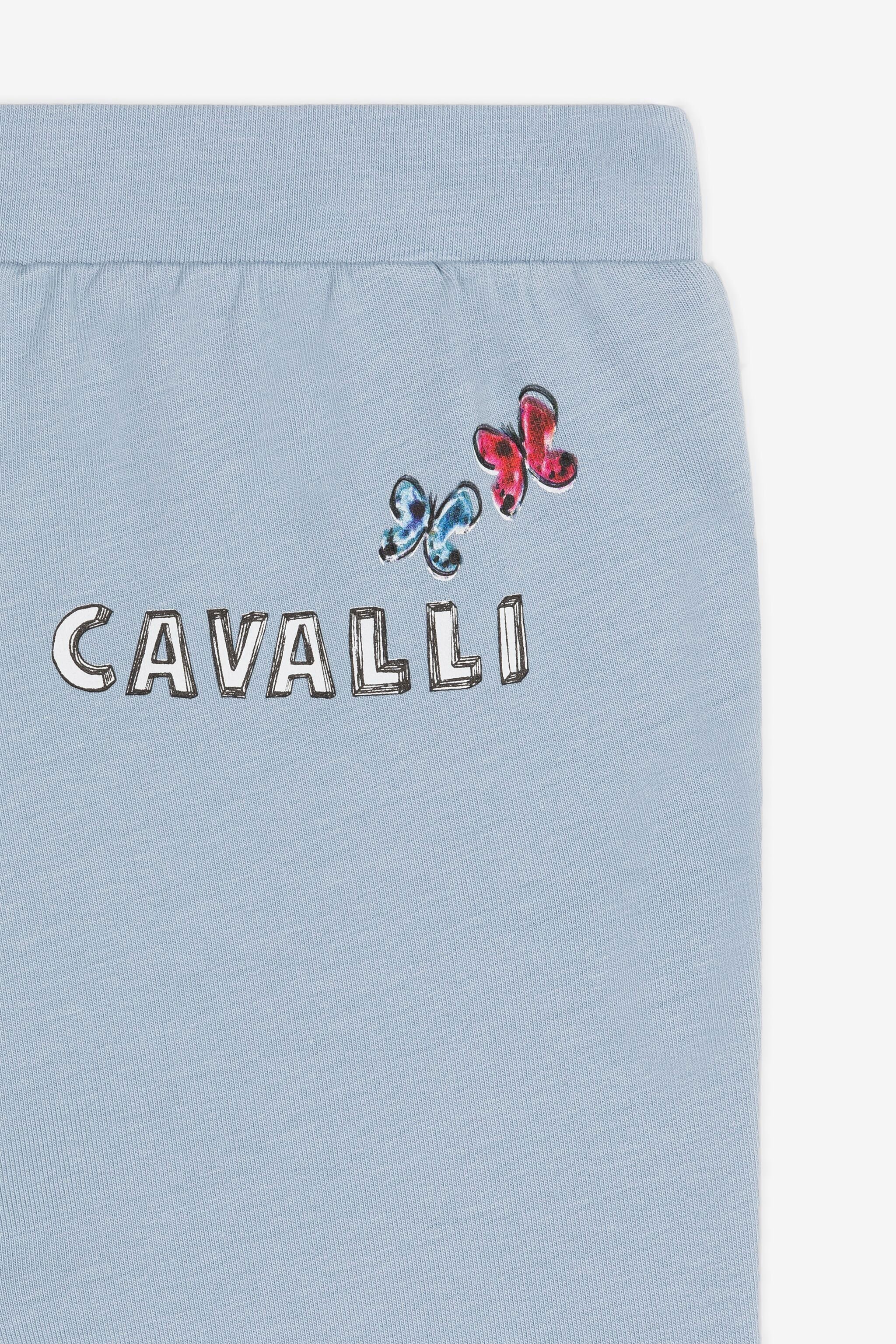 Roberto Cavalli Logo And Wildlife-print Sweatpants In Light Blue
