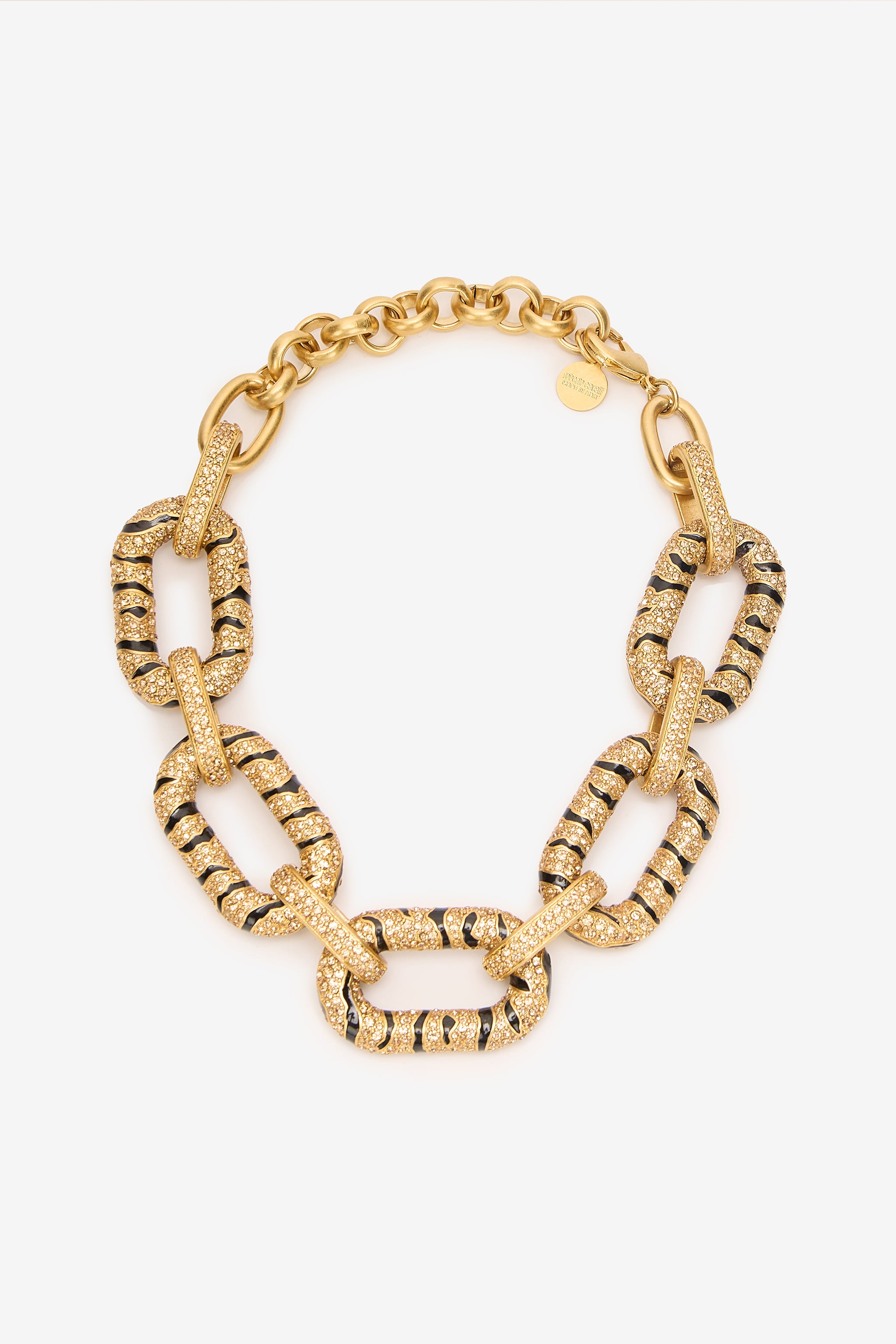  Roberto Cavalli Chain Necklace With Crystals And Tiger Skin Pattern - Female Fashion Jewelry Gold Unica 