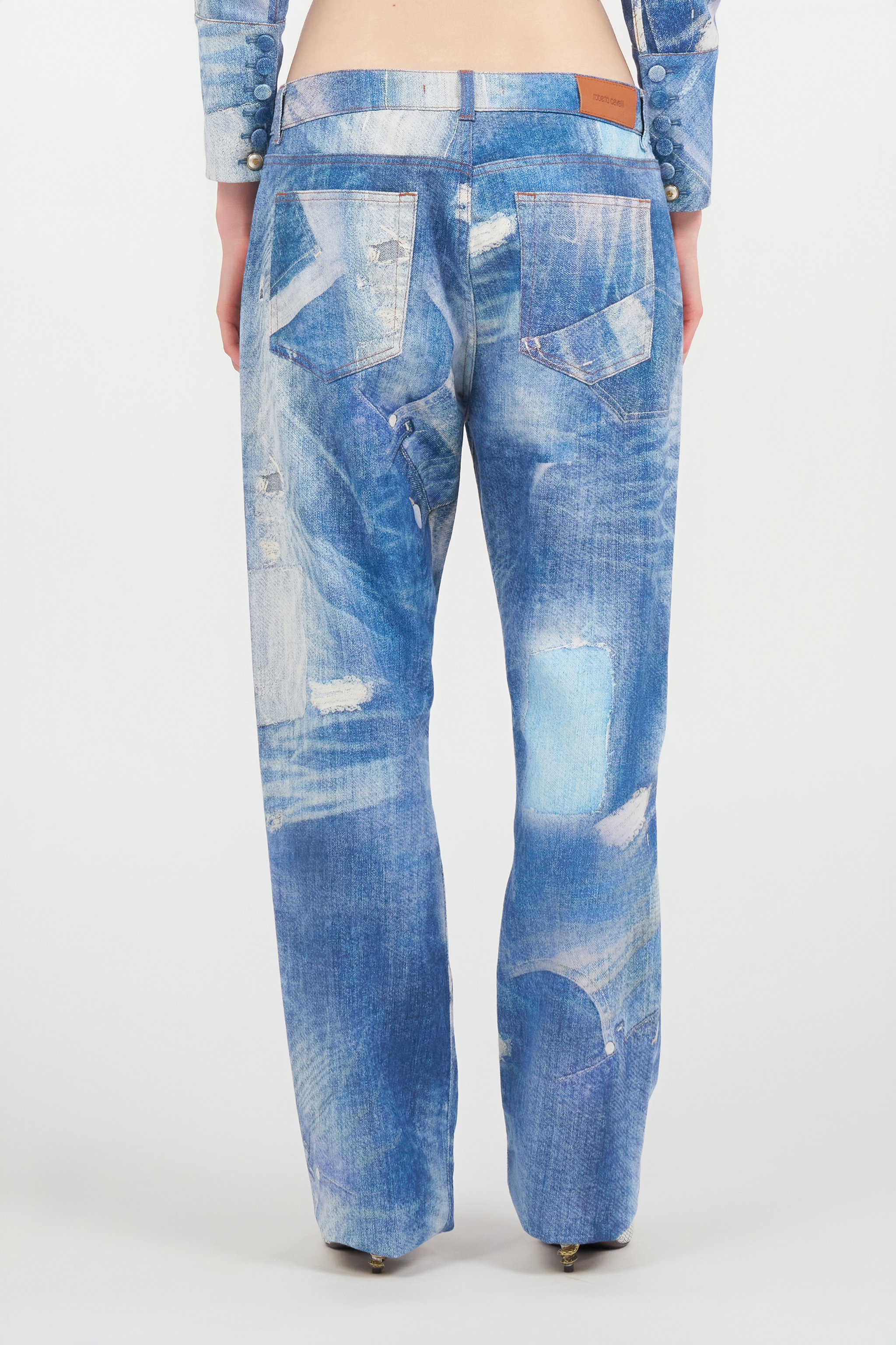 Roberto Cavalli Patchwork Denim Jeans In Blue