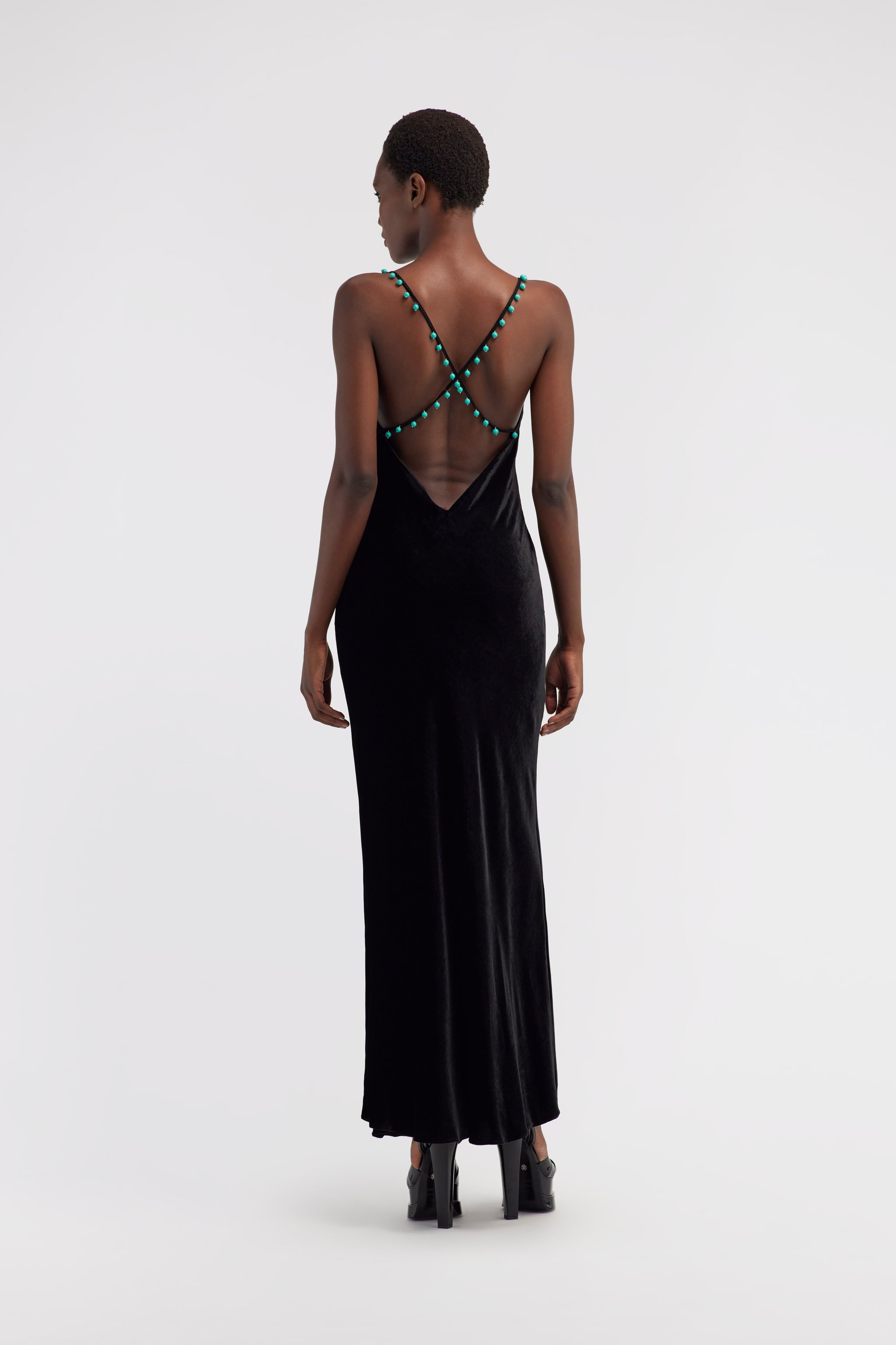 Shop Roberto Cavalli Velvet Slip Dress In Black