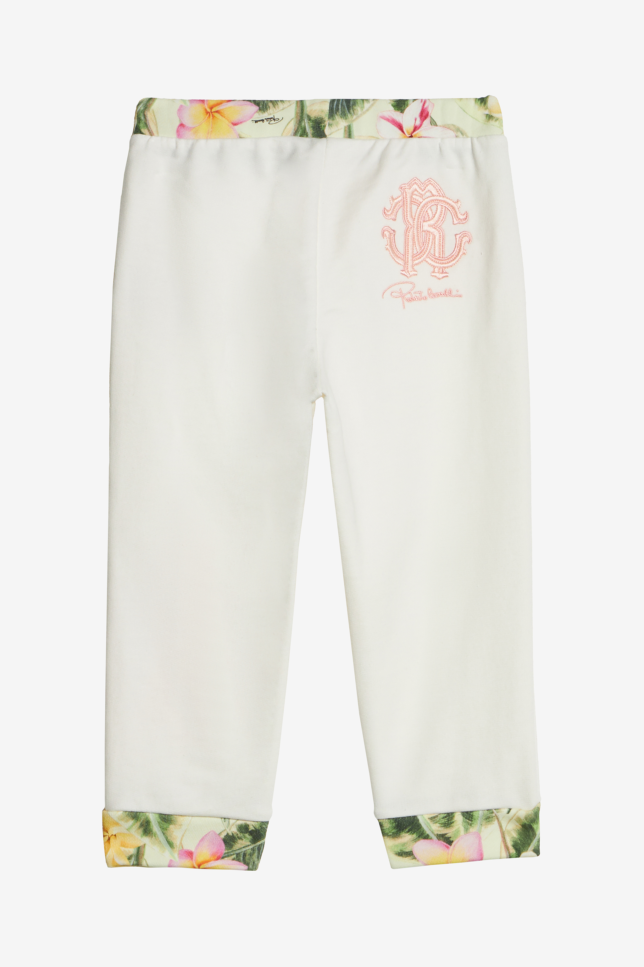  Roberto Cavalli Pants With Embroidered Flowers And Rc Monogram - Female Baby Girls (6m-3y) Milky White 03a 